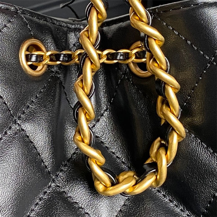 Chanel 25 Small Hobo handbag AS5293 Shiny calfskin & gold-tone metal Black A