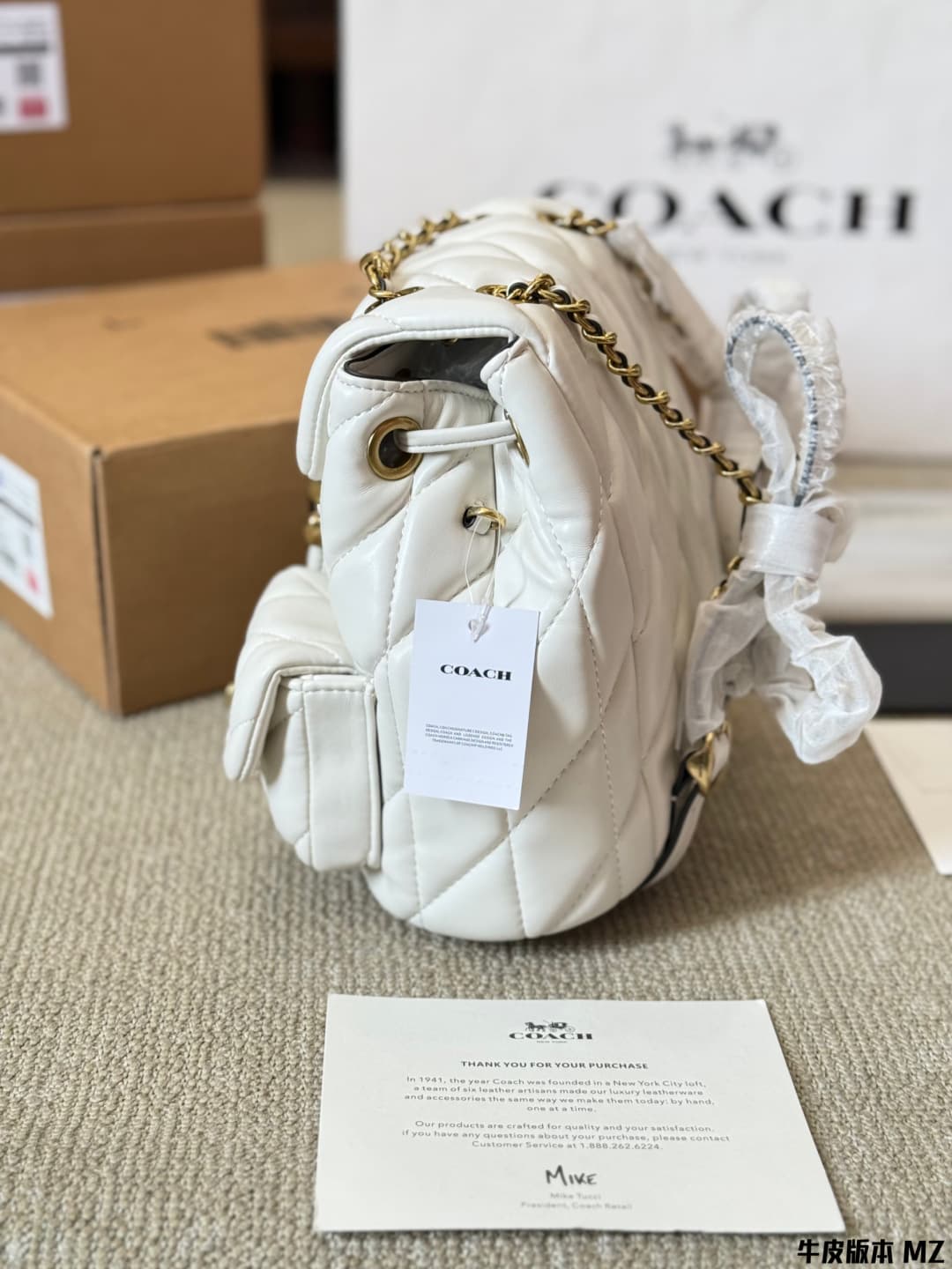 Coach Tabby Backpack With Pillow Quilting Nappa leather White
