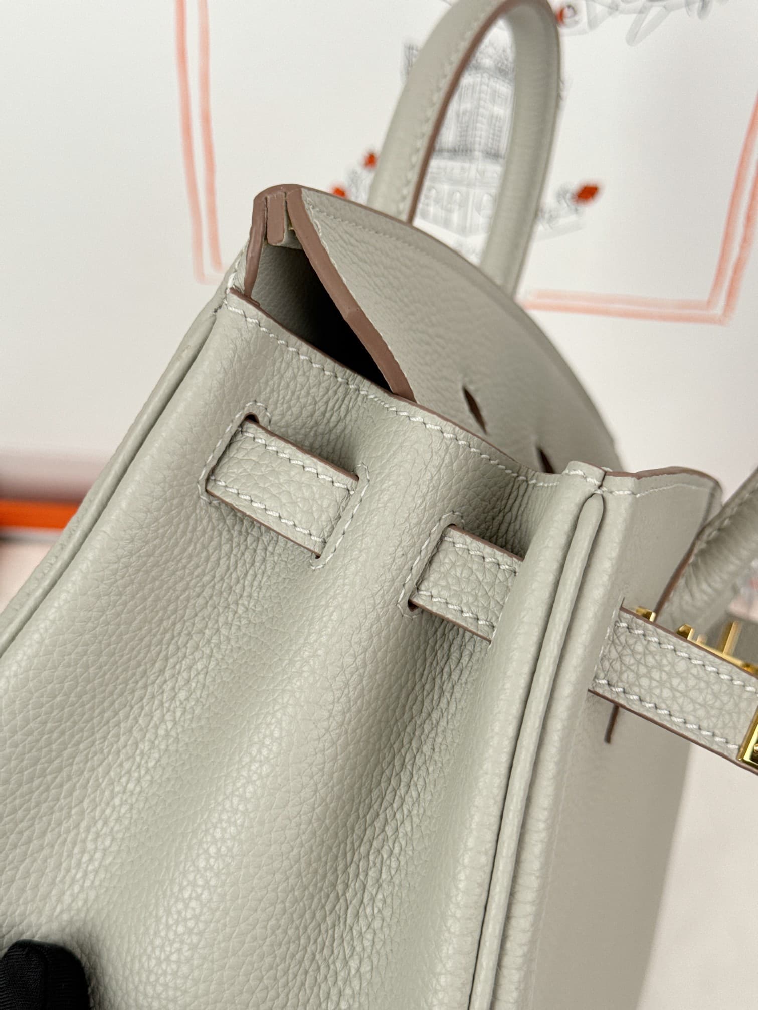 Hermes Birkin 25/30 Bag Togo Calfskin Leather Pearl Gray High