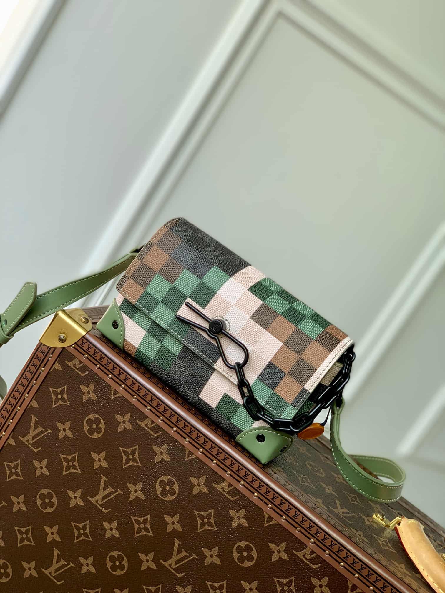 Louis Vuitton Steamer Wearable Wallet in Damoflage green coated canvas M83172 High