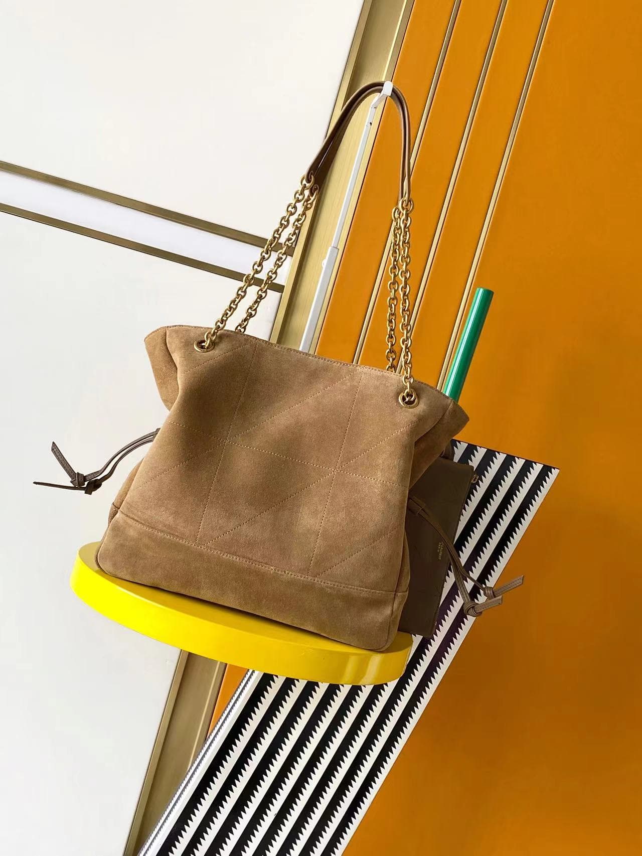 Saint Laurent JAMIE shopping in suede GOLDEN LEAF High