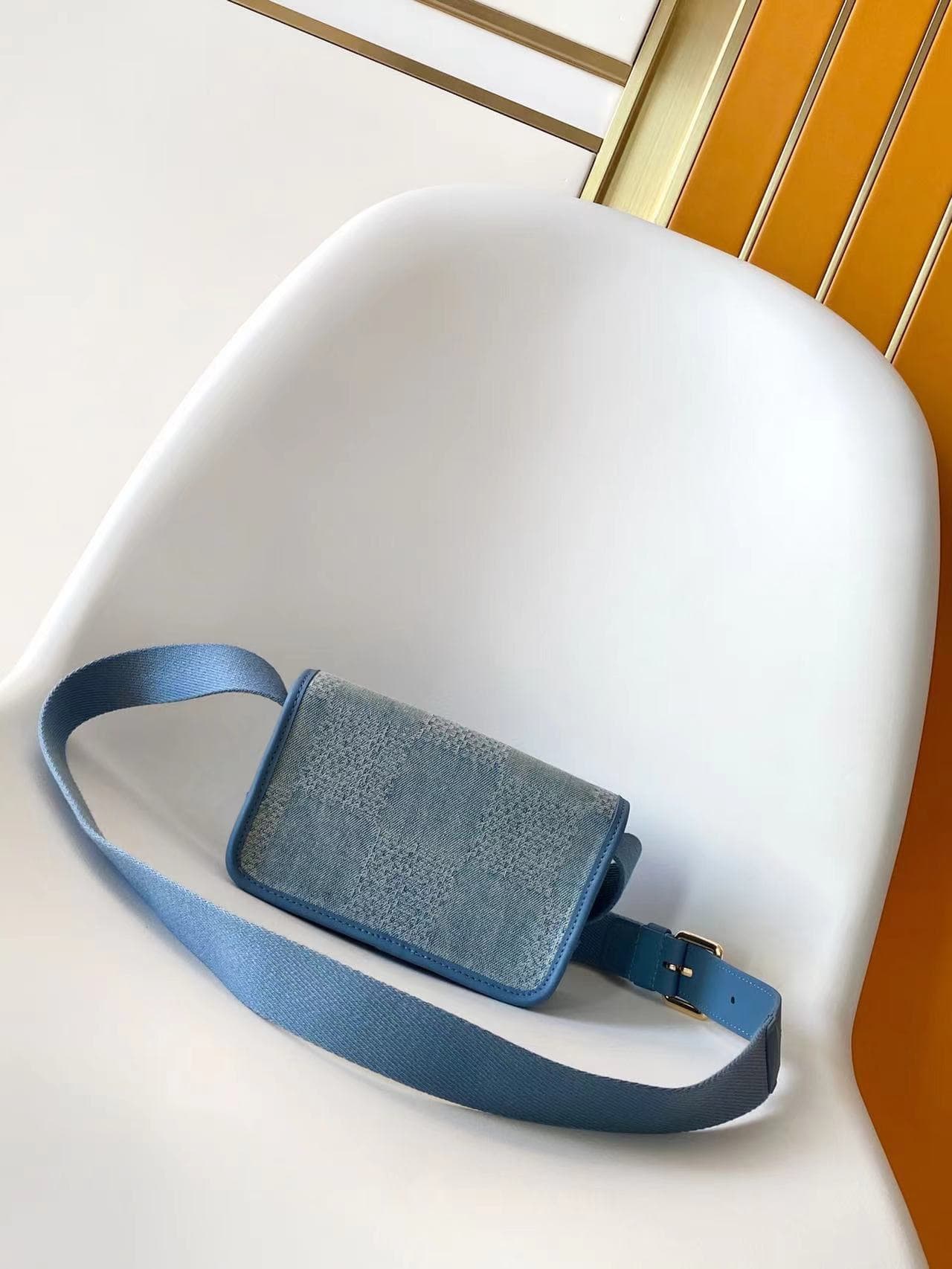 Louis Vuitton Bosphore Wearable Wallet Denim Blue Damier Denim 3D cotton canvas N00210 High