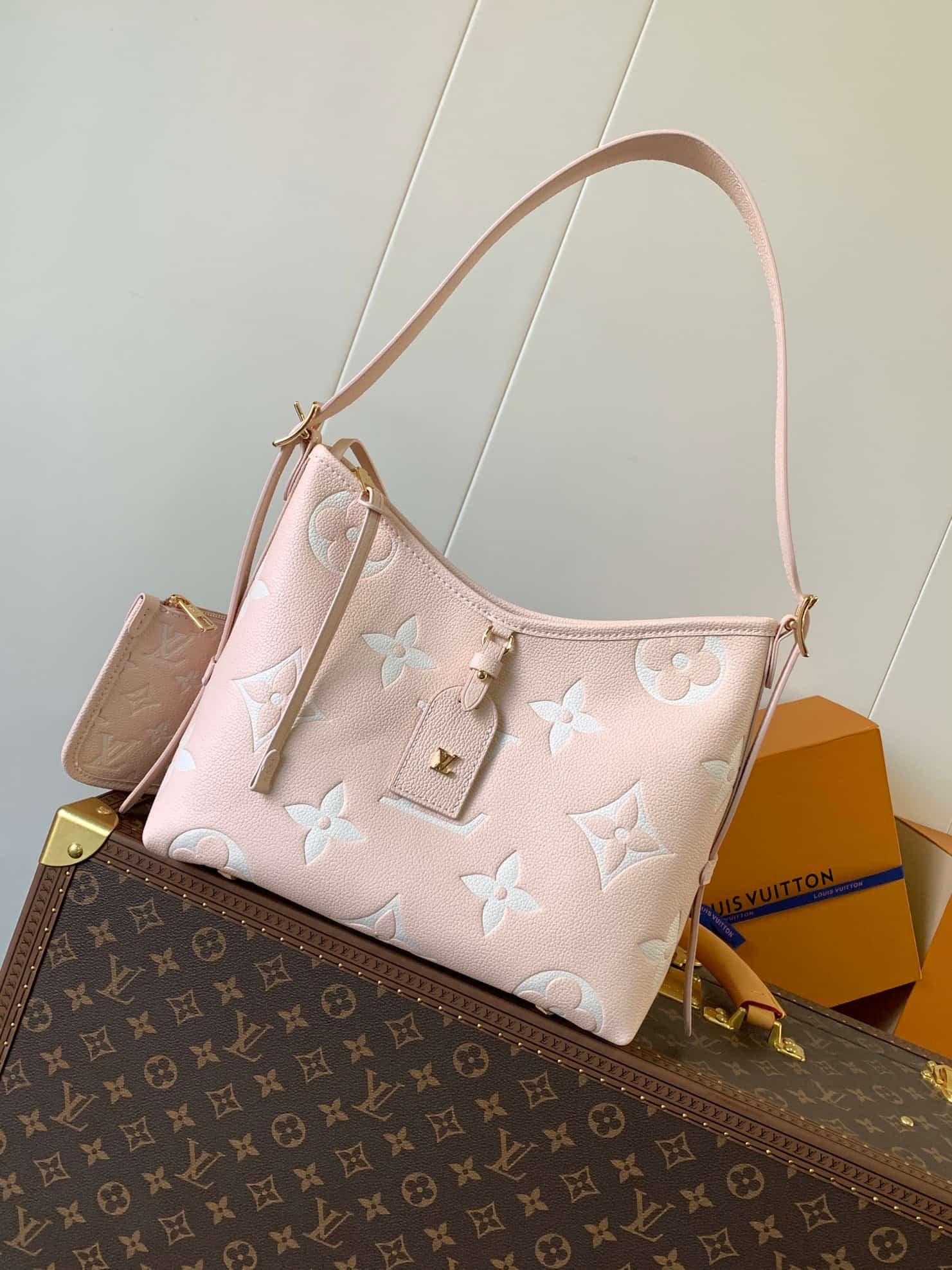 Louis Vuitton CarryAll PM Pink/Quartz Pink/Beige Bicolor Monogram Empreinte Leather M14209 High