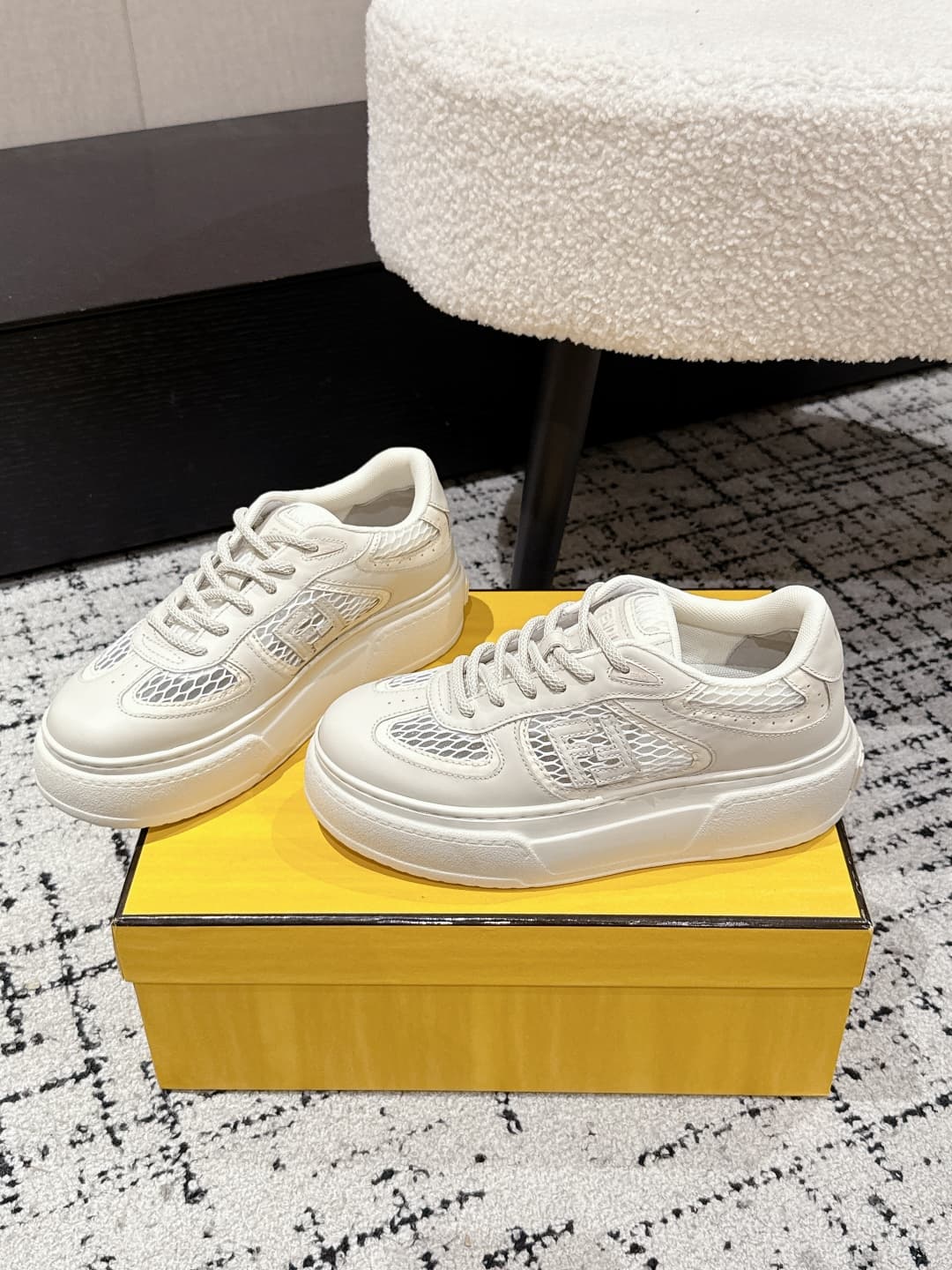 Fendi Match Leather Sneaker shoes Women