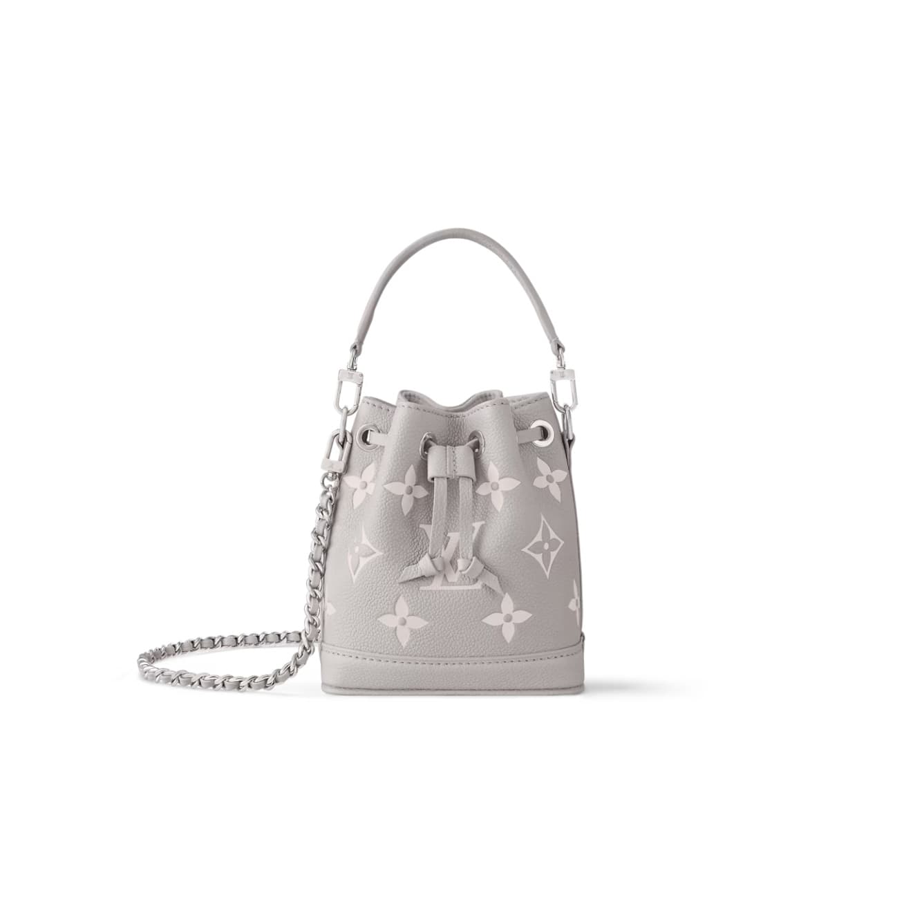 Louis Vuitton Nano Noé Embossed grained cowhide leather M14224 Brume Gray / White Quartz TOP