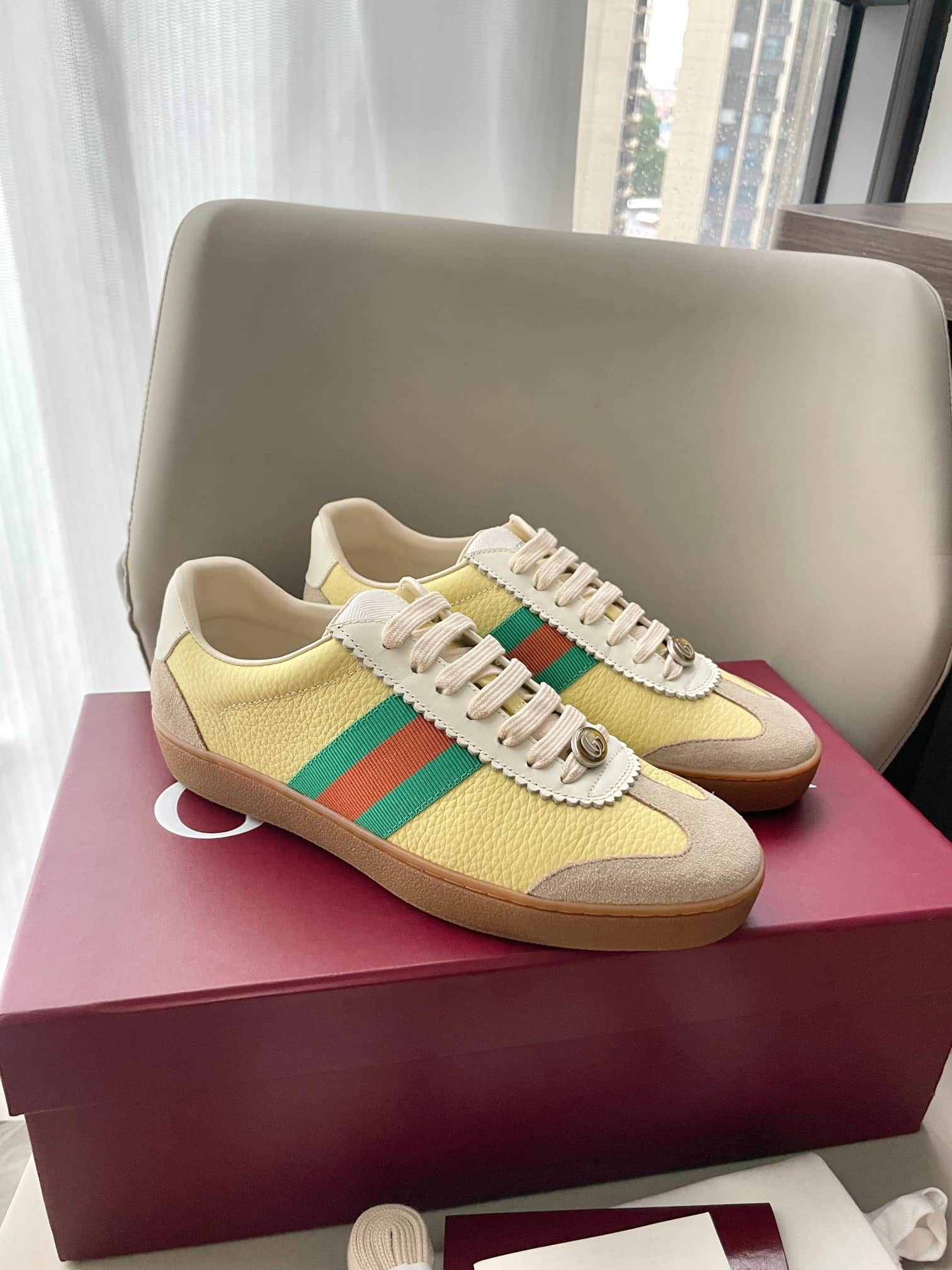 Gucci Calfskin Suede Web Sneaker shoes G74 Men Women