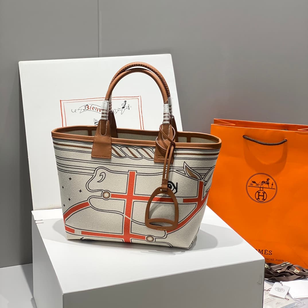 Hermes Steeple Bags Leather with Canvas WAX High