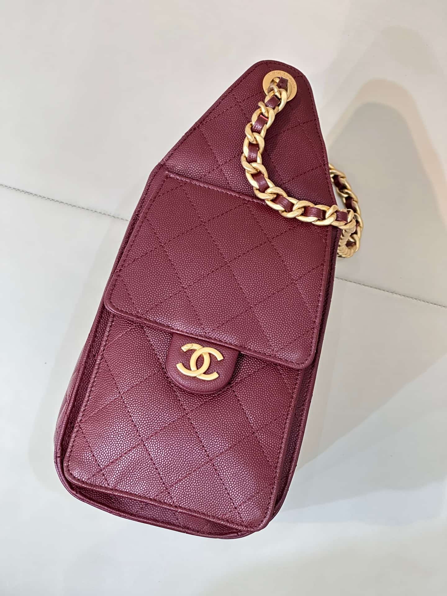Chanel 25 Small Hobo handbag AS5293 Grained Calfskin & Gold-tone Metal Burgundy TOP