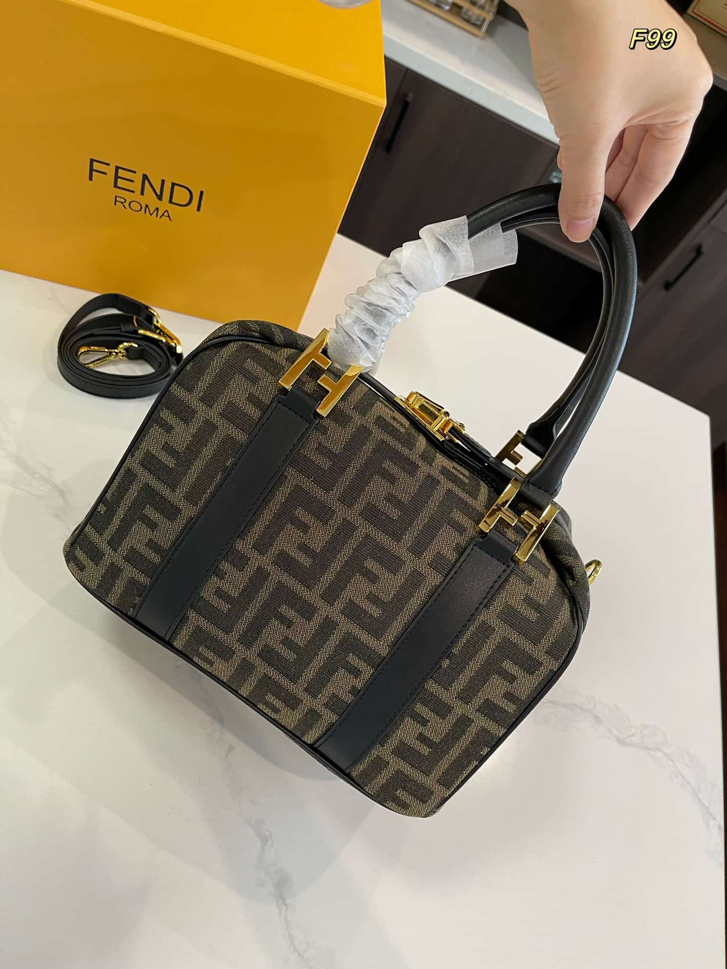 Fendi Zucca Boston 2 way Bag