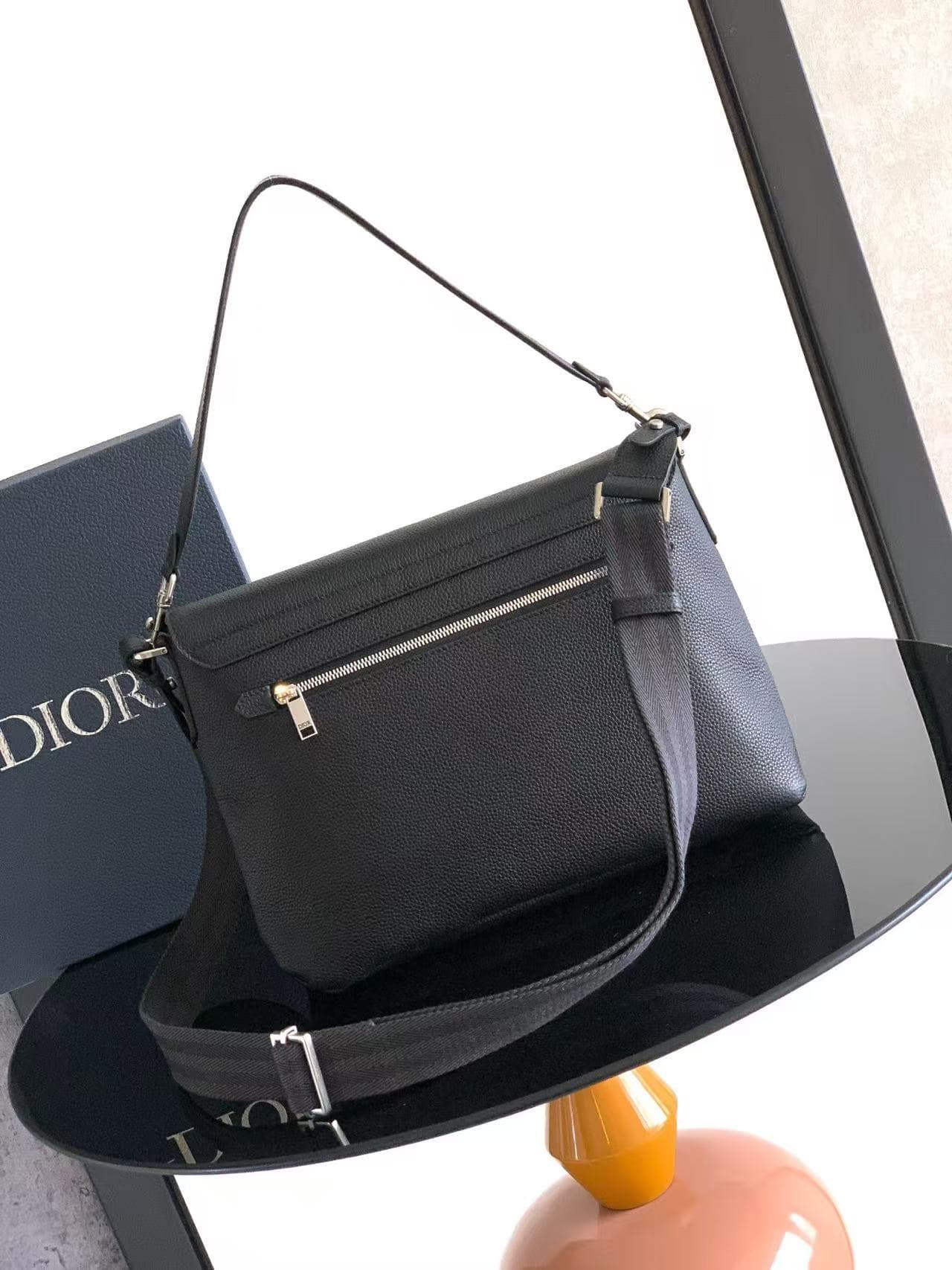 Dior Privé Messenger Bag with Flap Black Dior Icons Calfskin