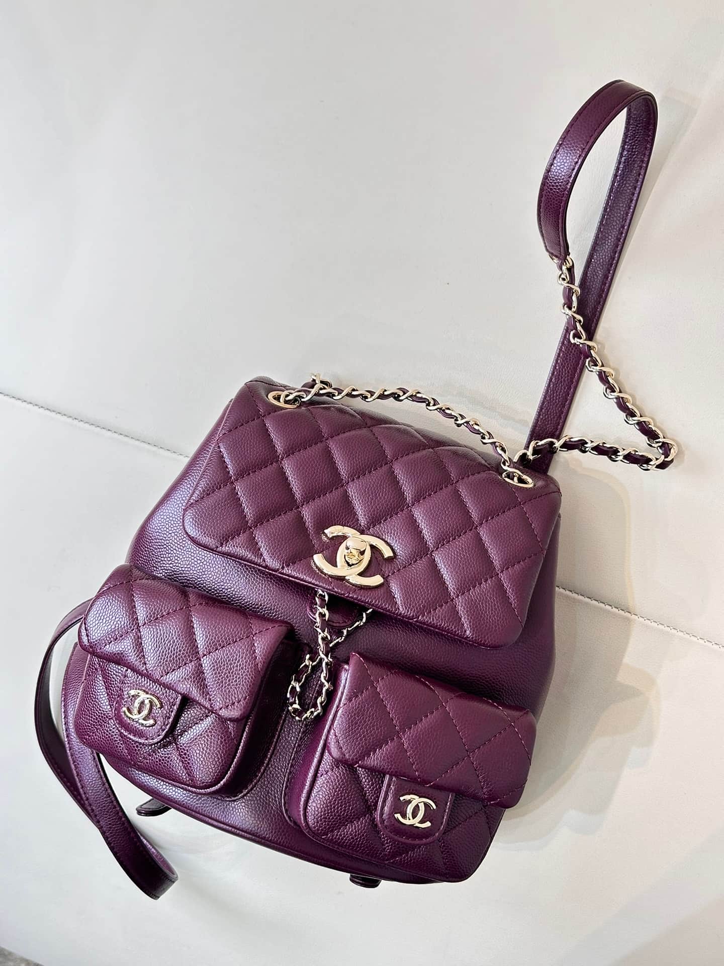 Chanel BACKPACK AS3860 Grained Shiny Calfskin & Gold-Tone Metal Claret TOP