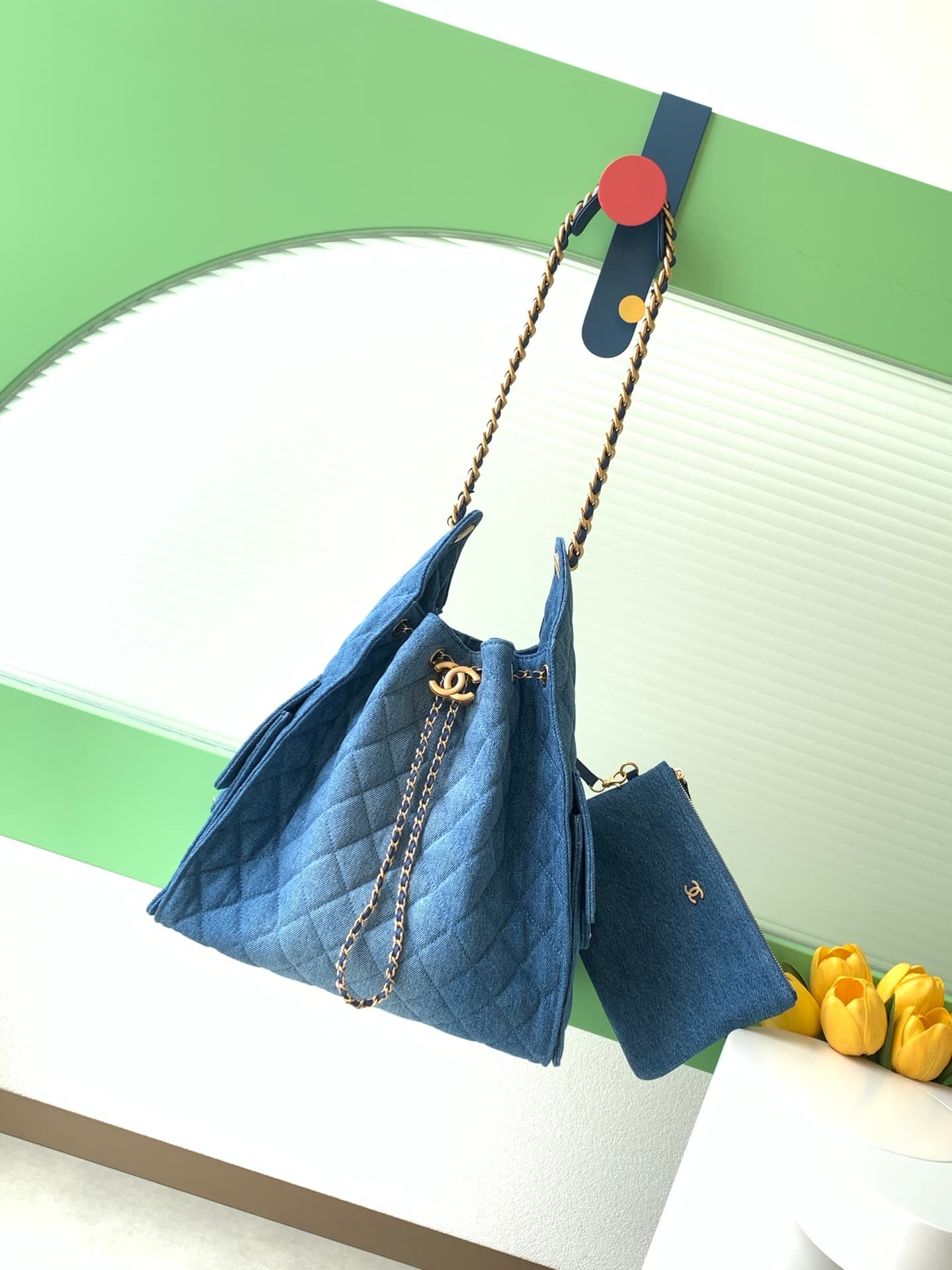 Chanel 25 Small Hobo handbag AS5293 Denim&Gold-tone metal Blue A