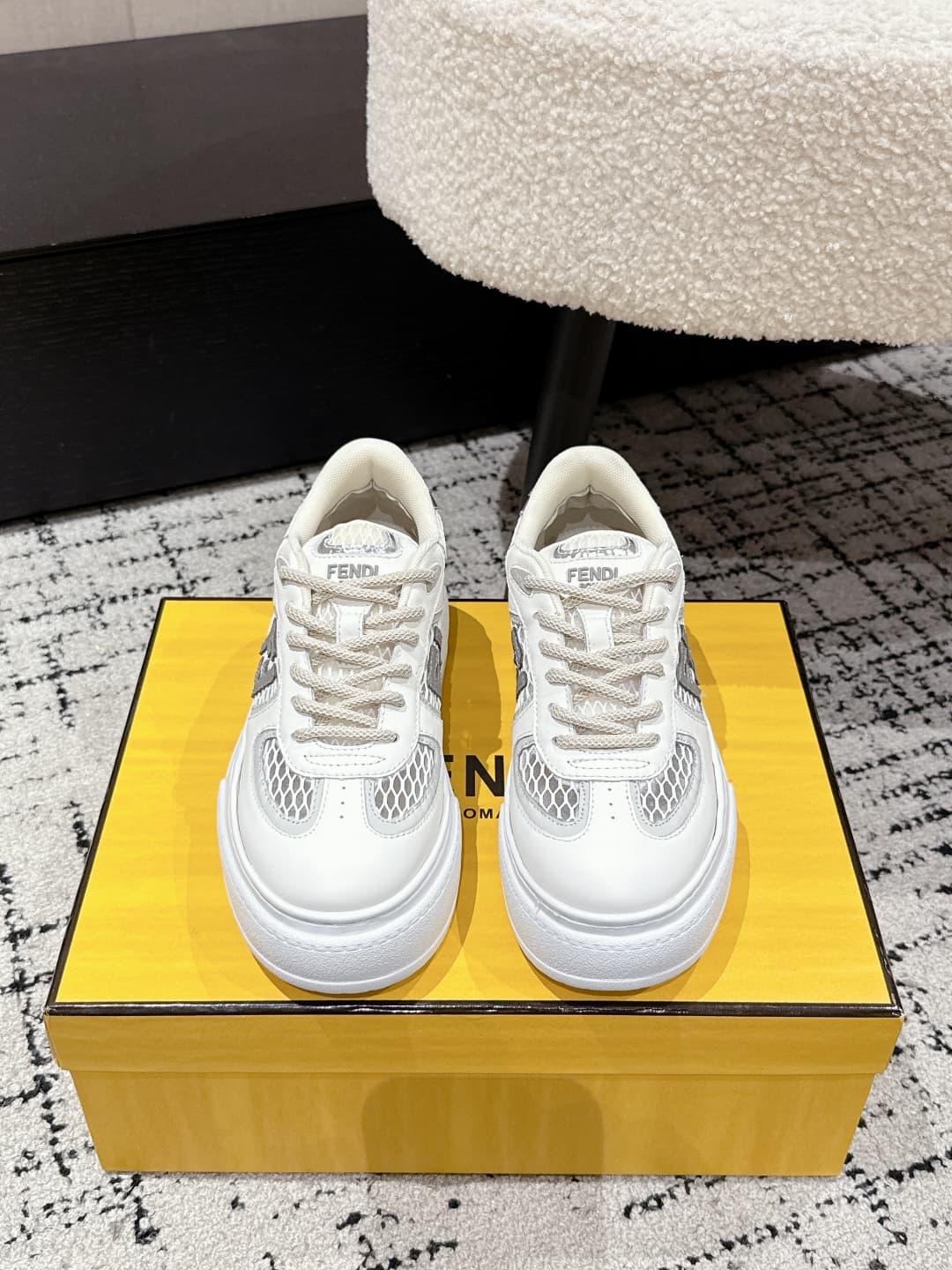 Fendi Match Leather Sneaker shoes Women