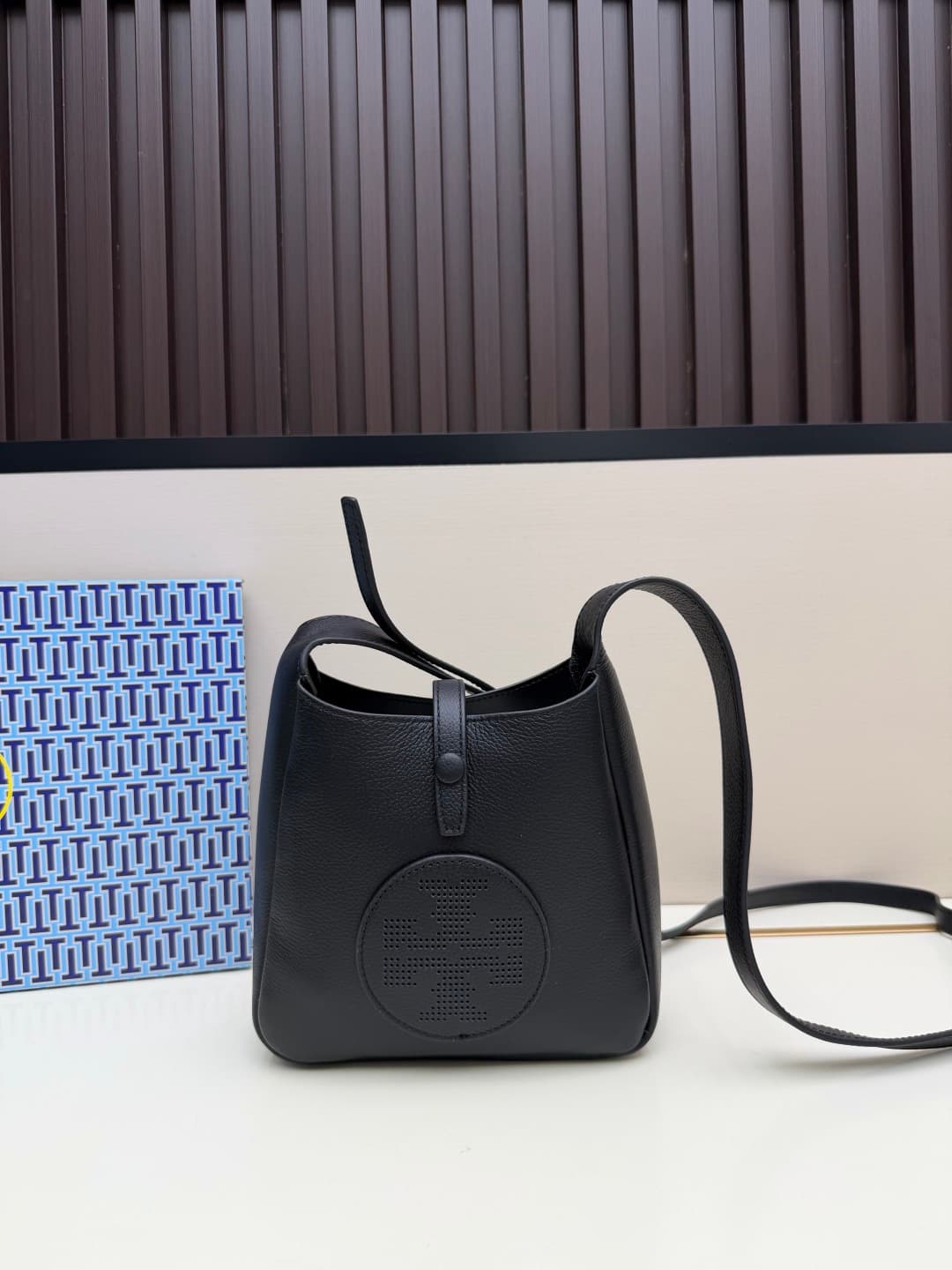 Tory Burch Miller Swing Crossbody bag Black Pebbled leather High