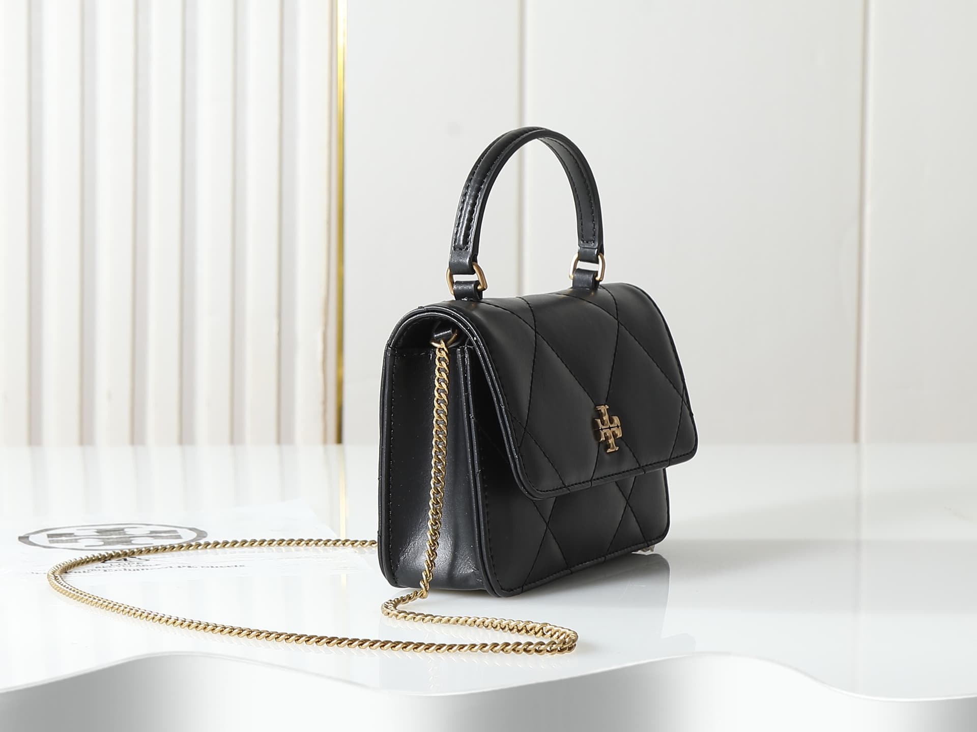 Tory Burch Mini Kira Diamond Quilt Top-Handle Crossbody bag balck high