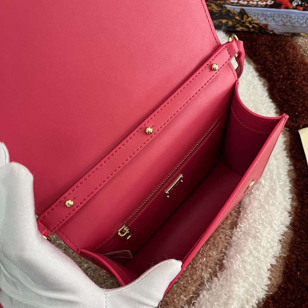 Dolce & Gabbana Peach-pink calf leather DG Logo crossbody bag high