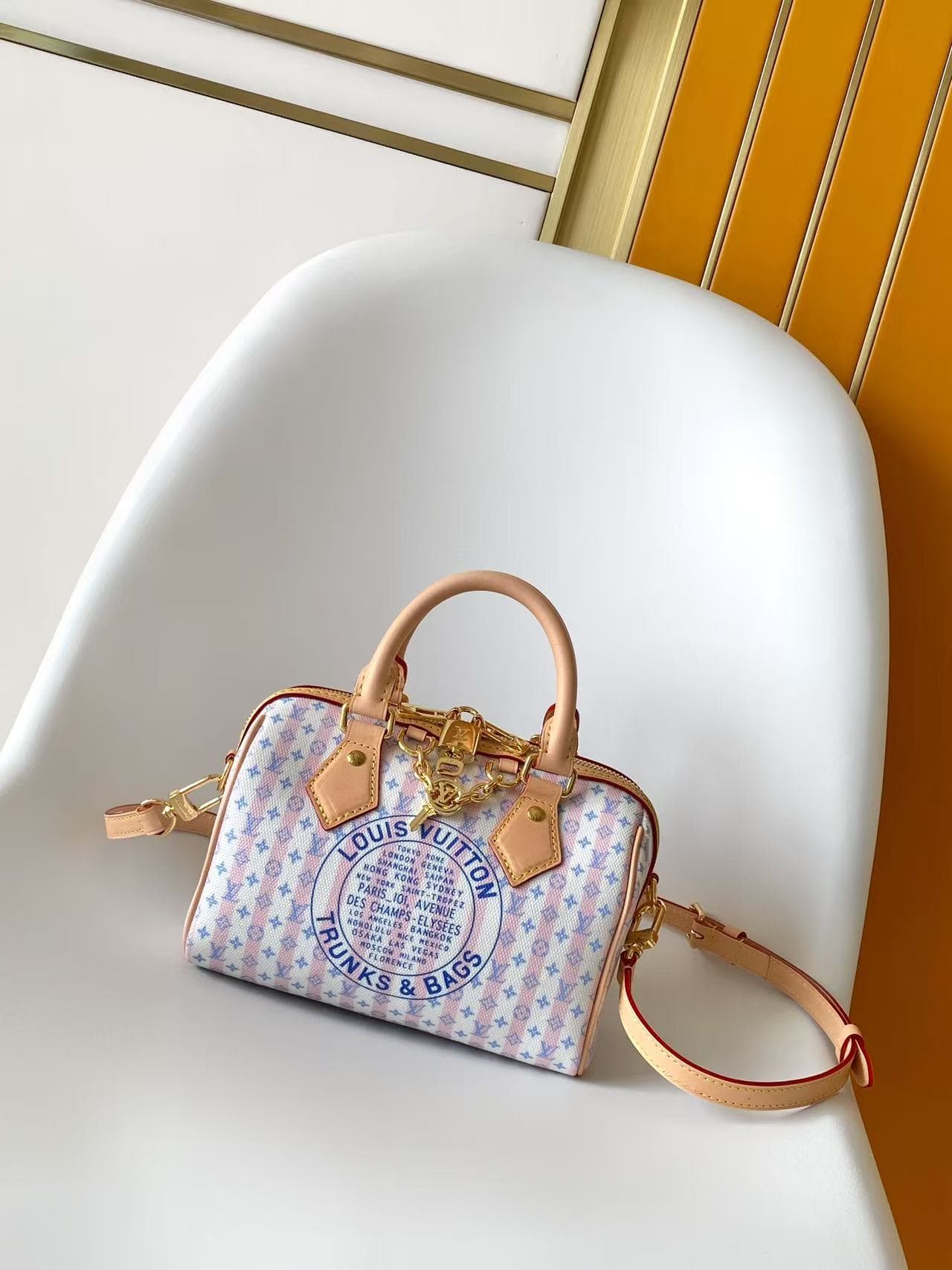 Louis Vuitton Speedy Bandoulière 20 Blue Monogram Canvas M28688 High