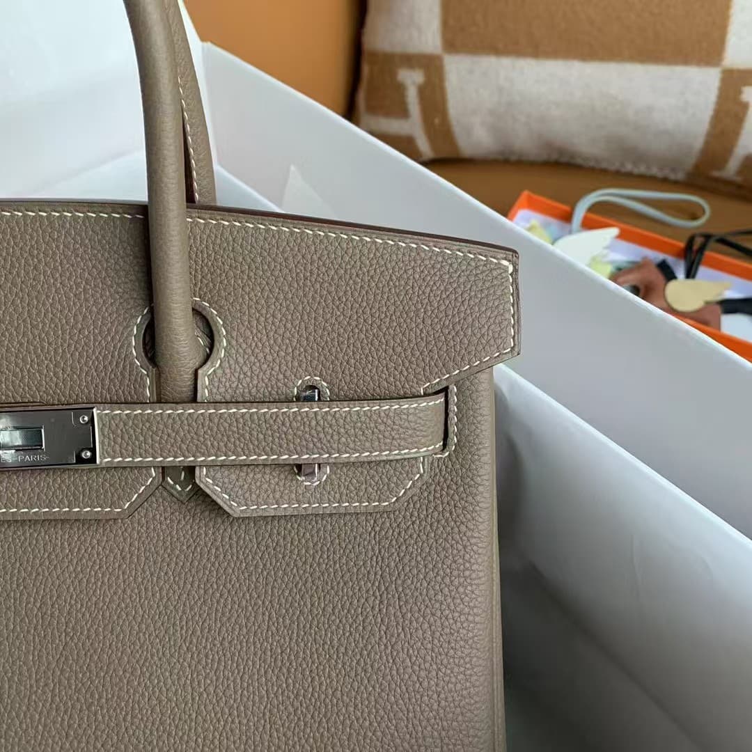 Hermes Birkin 25/30/35cm Bag Togo Leather With Veins WAX High Etoupe Customizing Style