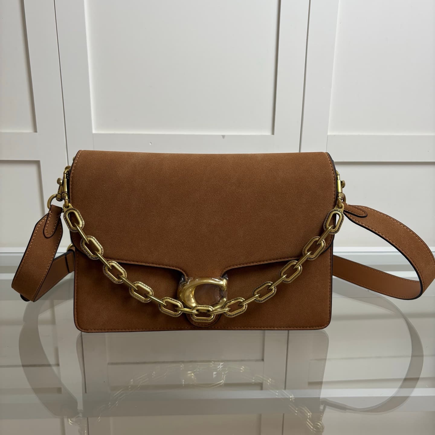 Coach Medium Chain Tabby Shoulder Bag  Brown Suede High