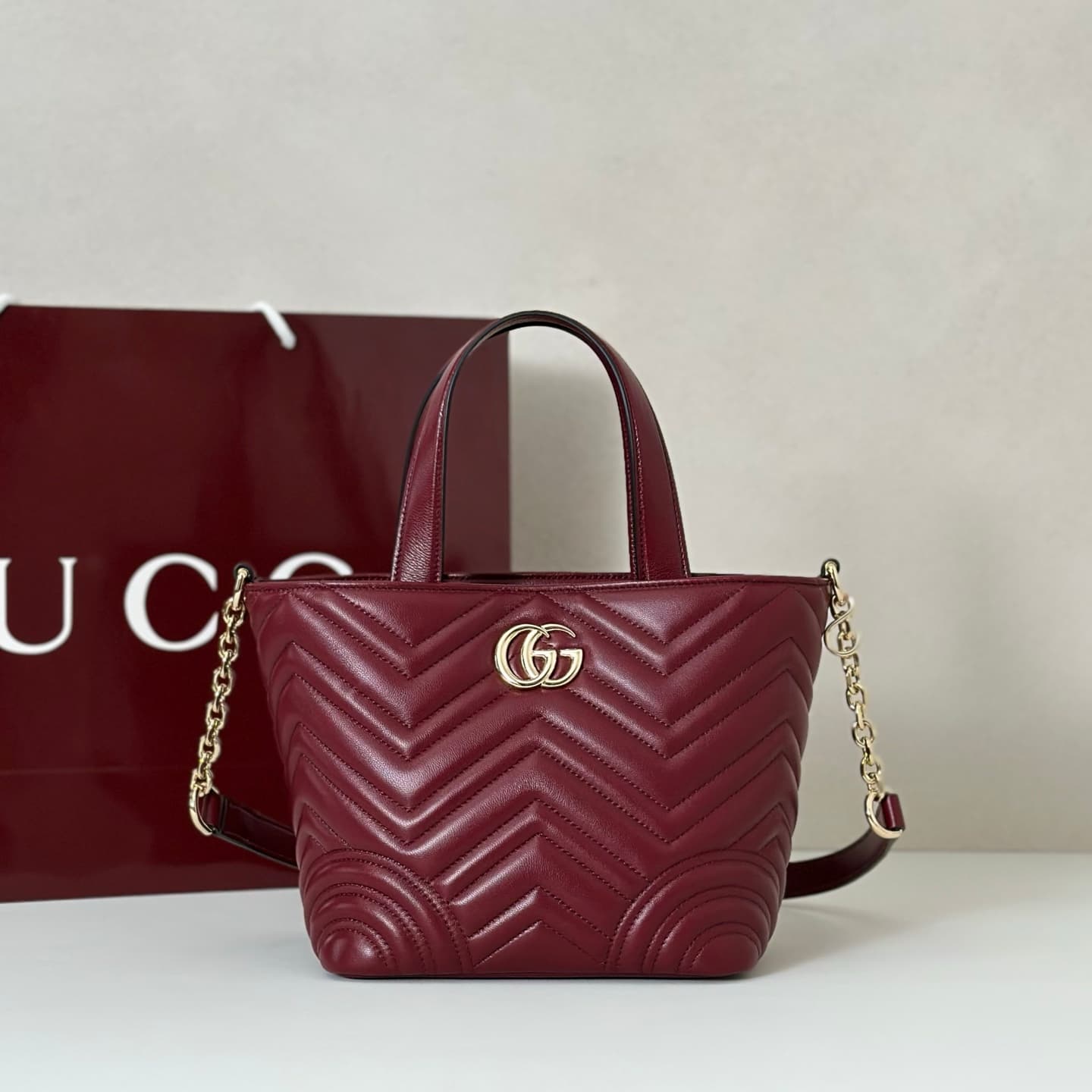 Gucci Betty small tote bag ‎847386 Rosso Ancora red leather High