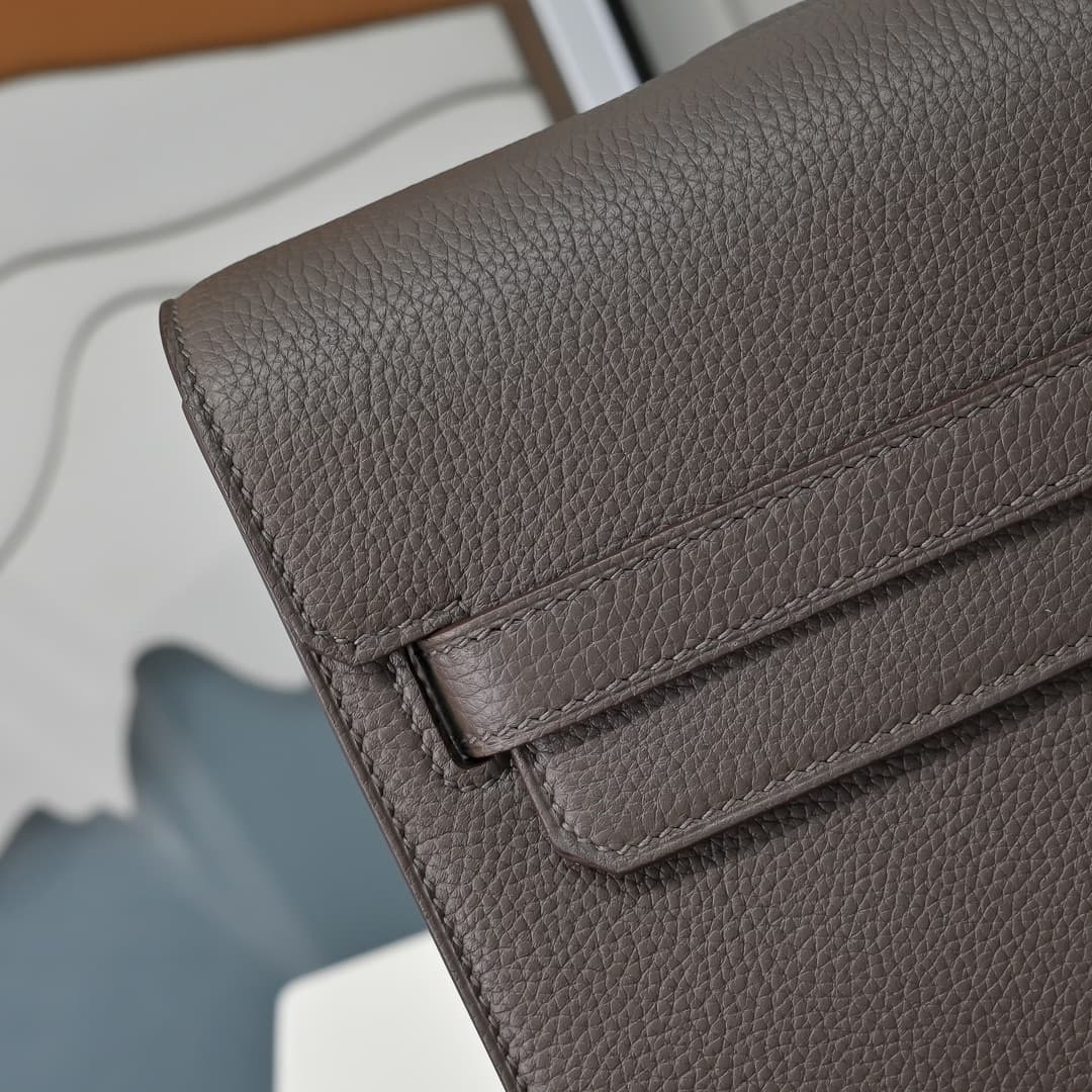 Hermes Kelly depeches Togo 36 briefcase In Grey CalfskIn WAX High