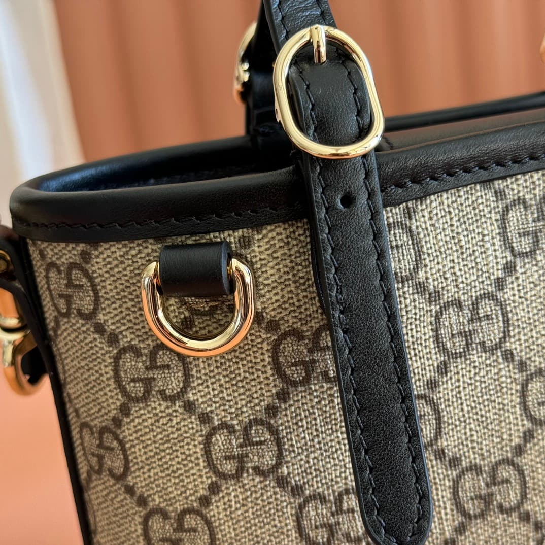 Gucci GG Emblem mini bag beige and Black GG fabric 855491 High