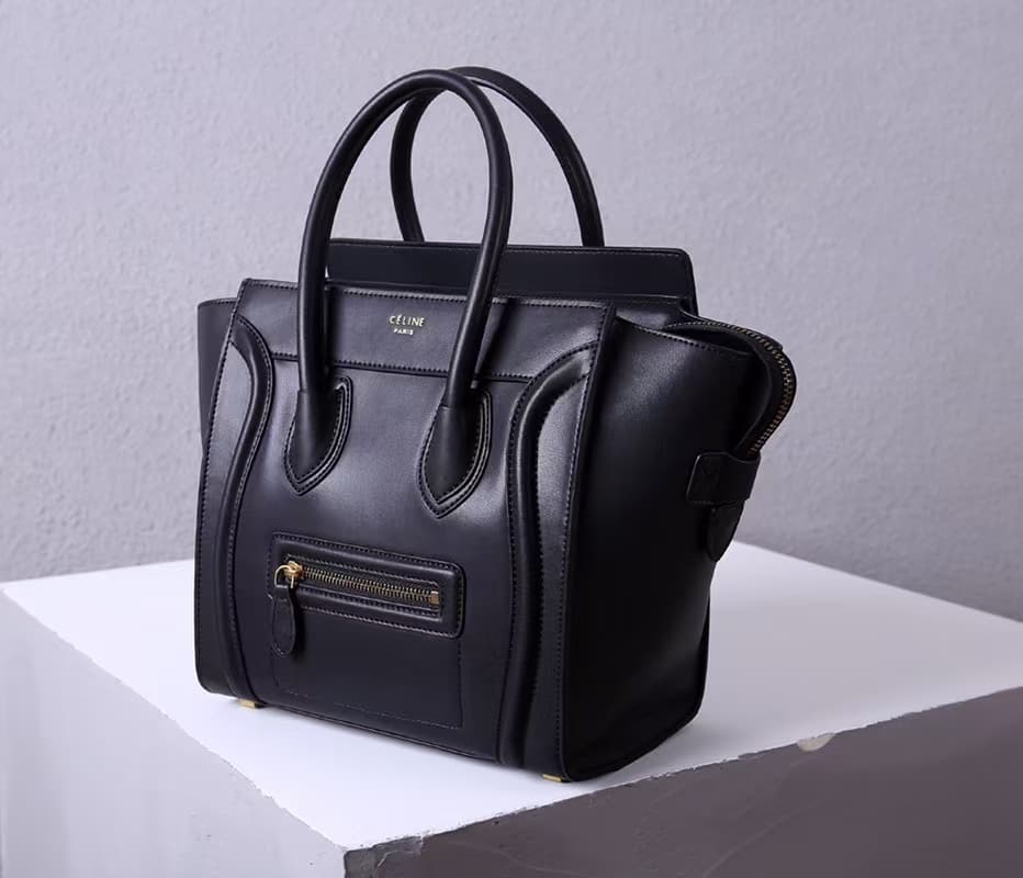 Celine Mini Luggage Bag In Black Smooth Calfskin High
