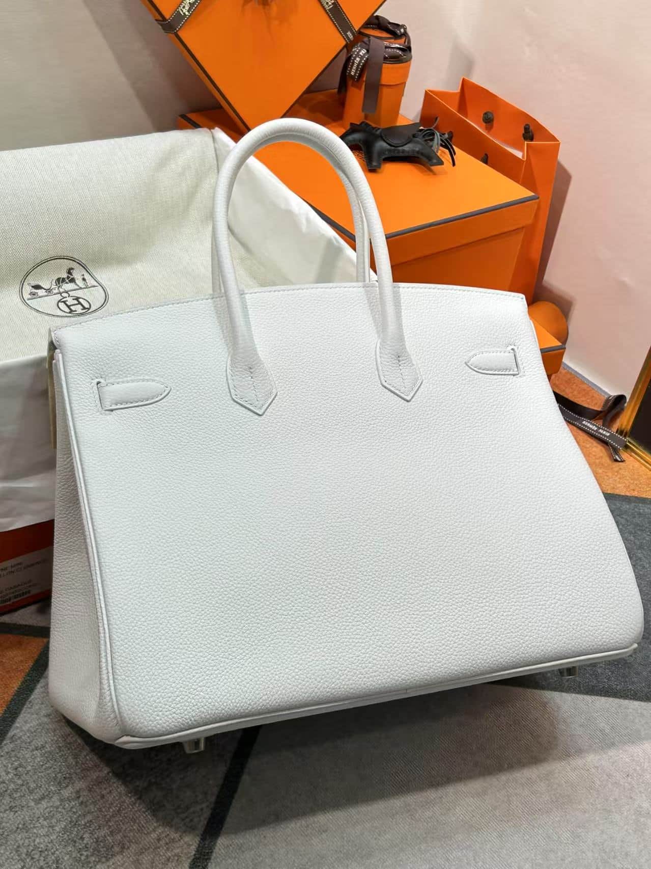 Hermes Birkin 25/30/35cm Bag Togo Leather WAX High White Customizing Style