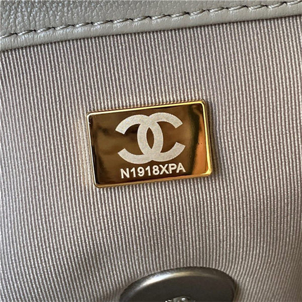 Chanel 19 Flap Bag Lambskin Grey Silver High