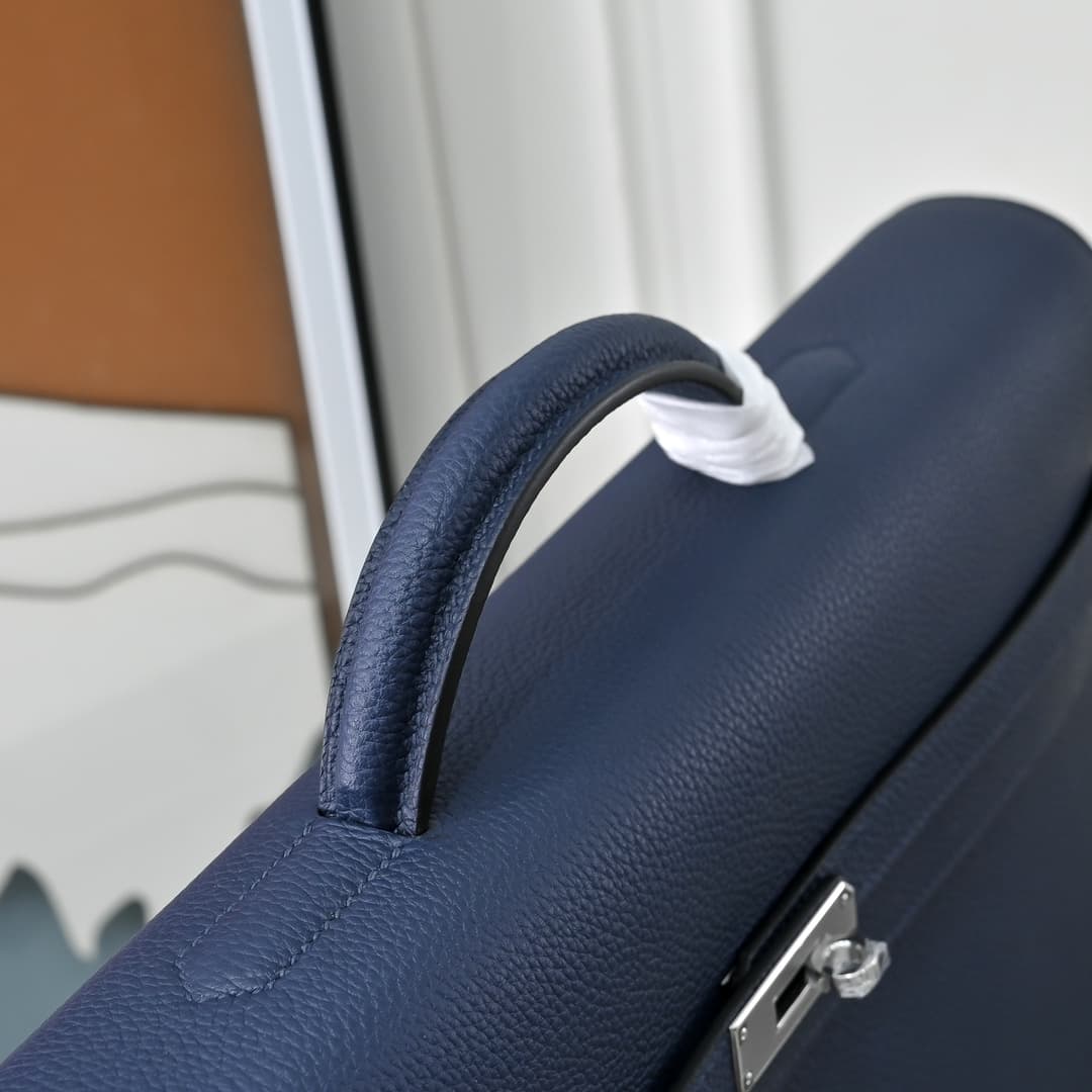 Hermes Kelly depeches Togo 36 briefcase In Navy blue Metal CalfskIn WAX High