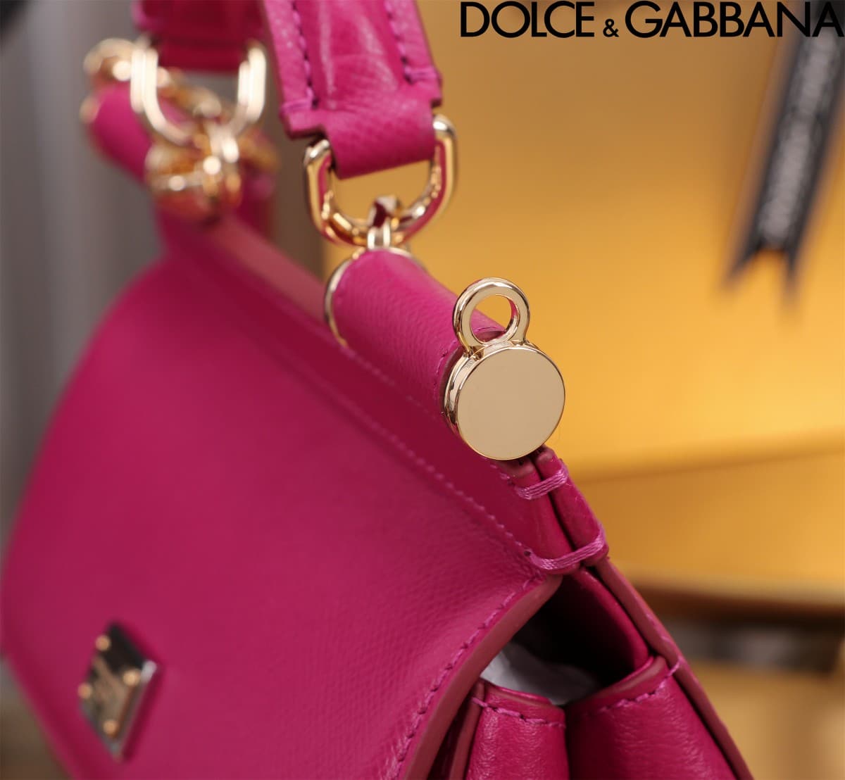 Dolce & Gabbana Miss Sicily top handle bag calfskin leather Plum Red High