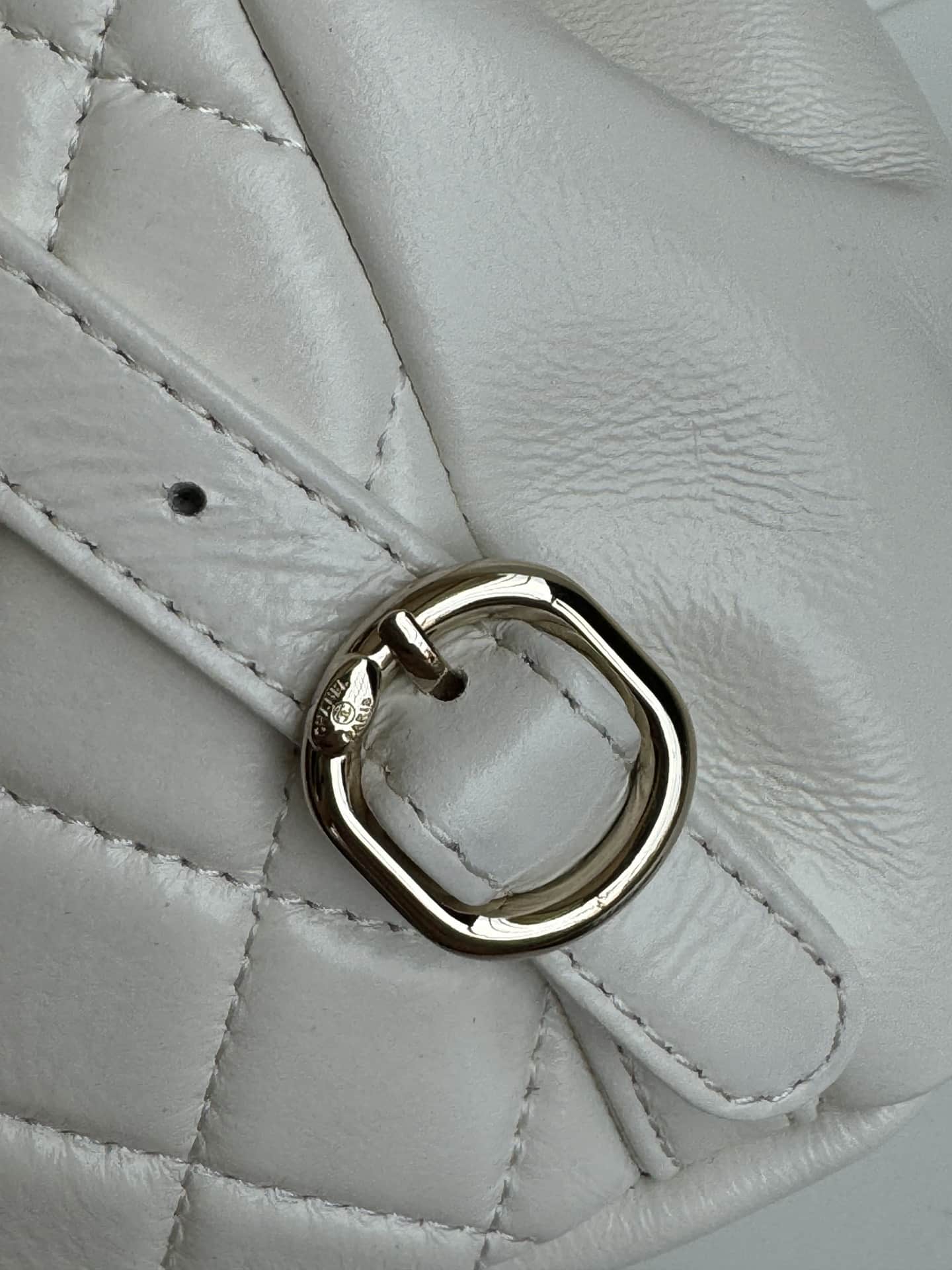 Chanel Small Quilted Duma Backpack Shiny Calfskin AS2908 White High