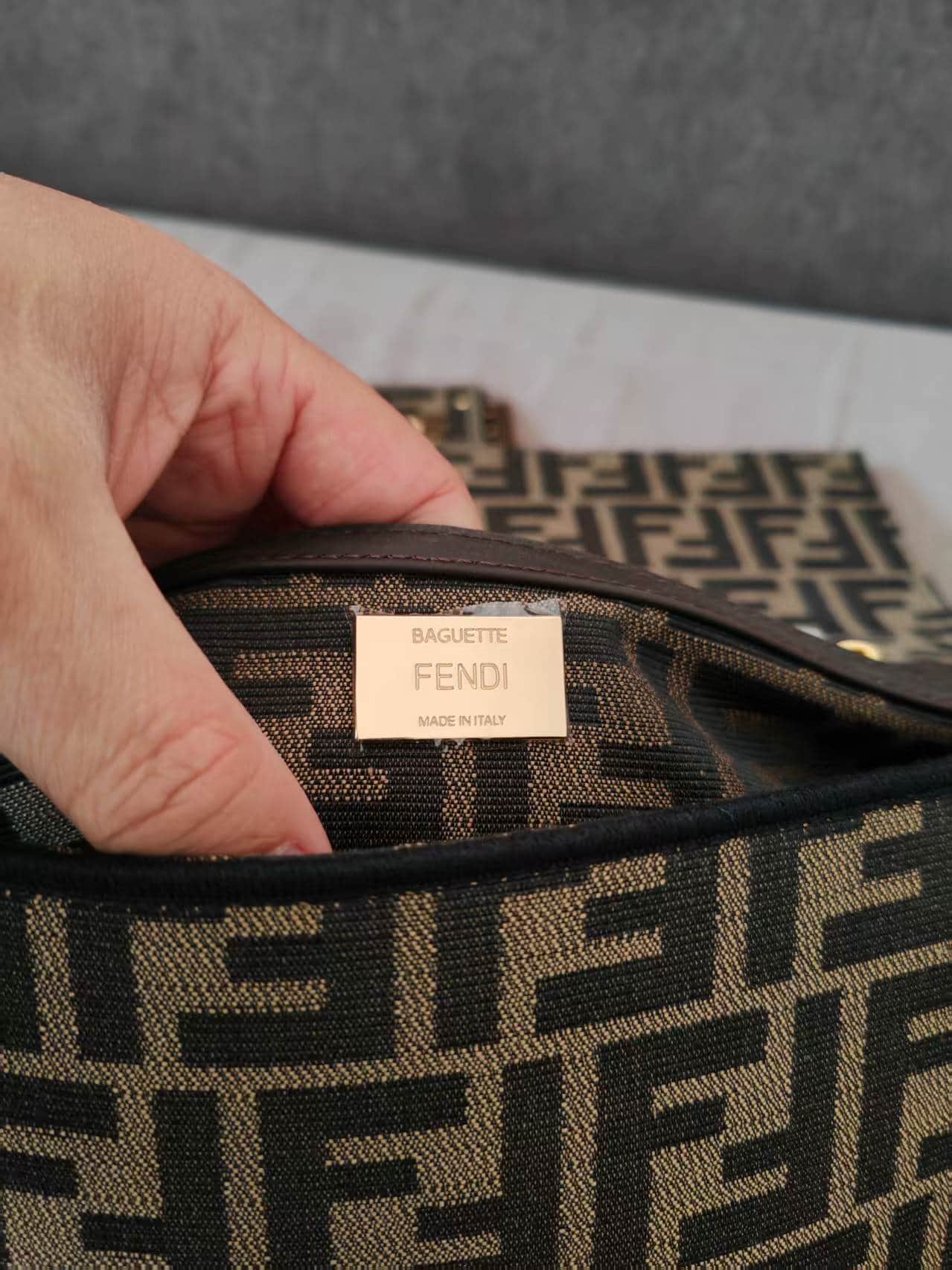 LARGE BAGUETTE fabric bag Brown High