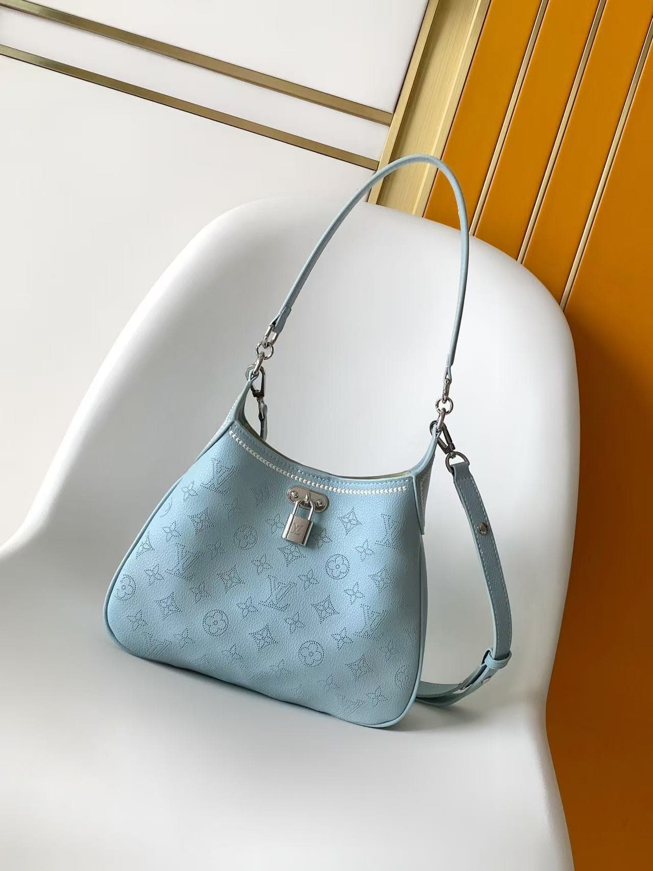 Louis Vuitton All Around PM Bleu Olympe Perforated Mahina calfskin leather with embroidery M28779 High