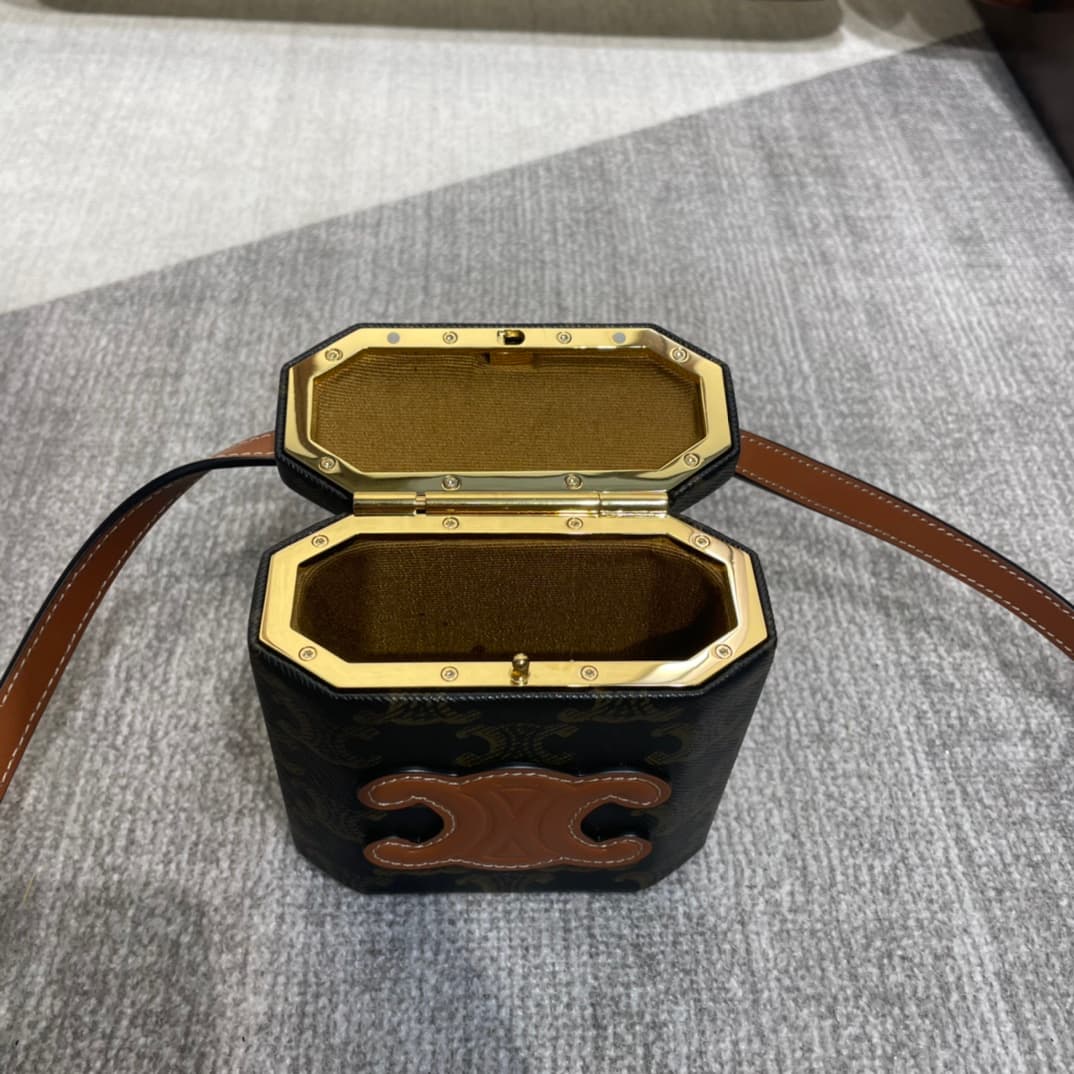 Celine LOCK Cuir Triomphe Box in Canvas and Calfskin High