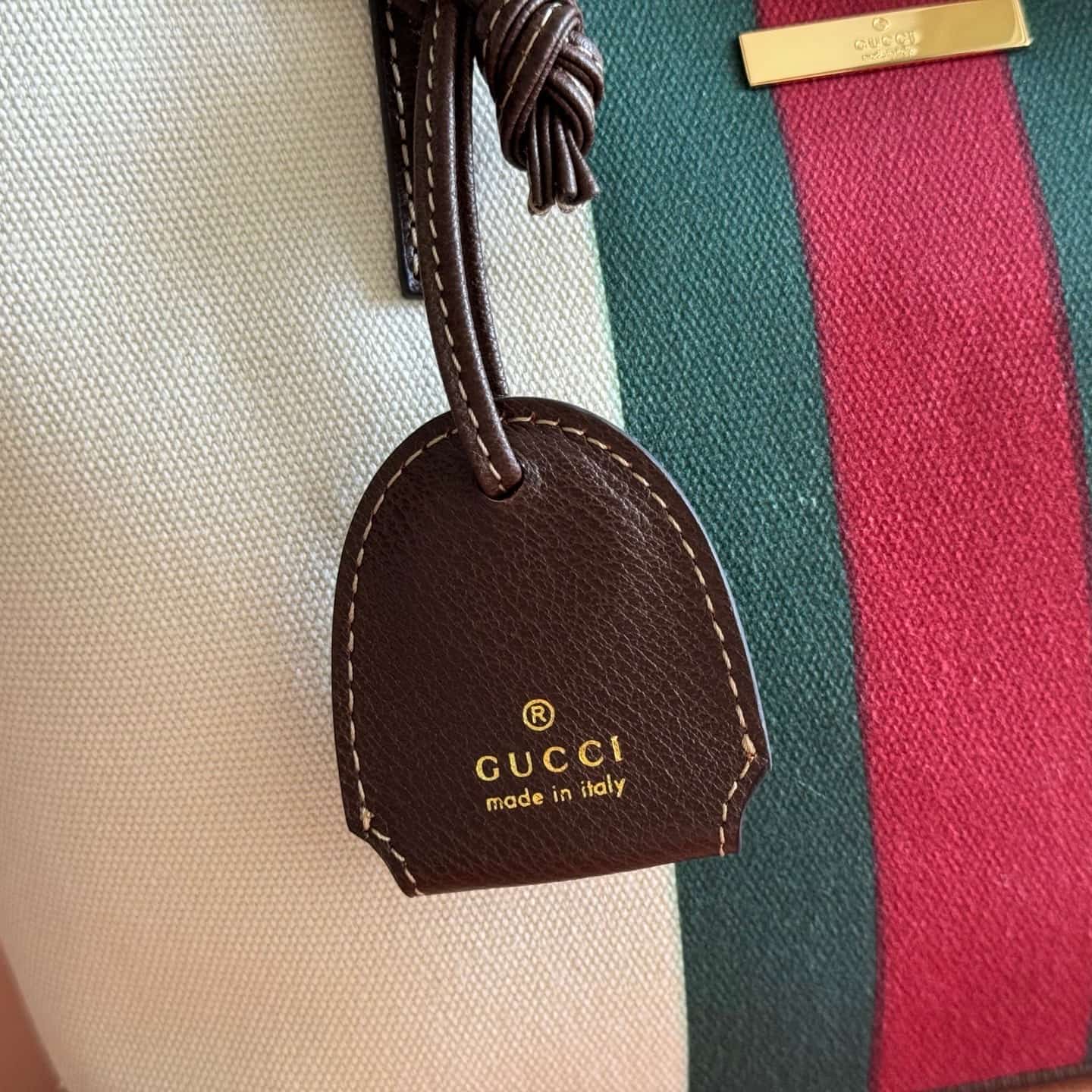 Gucci Tribeca small tote bag with charm natural canvas ‎A0034E High