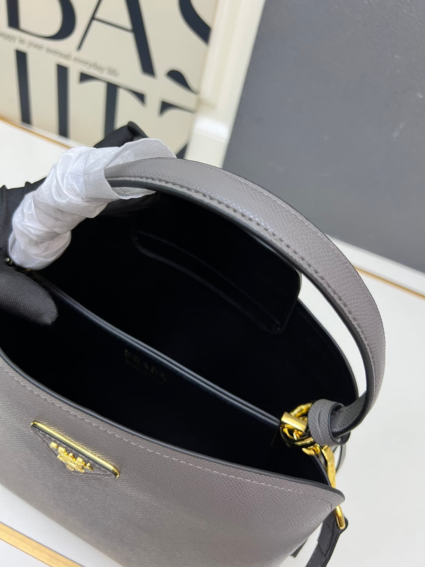 Prada Saffiano Leather Matinée Handbag Grey