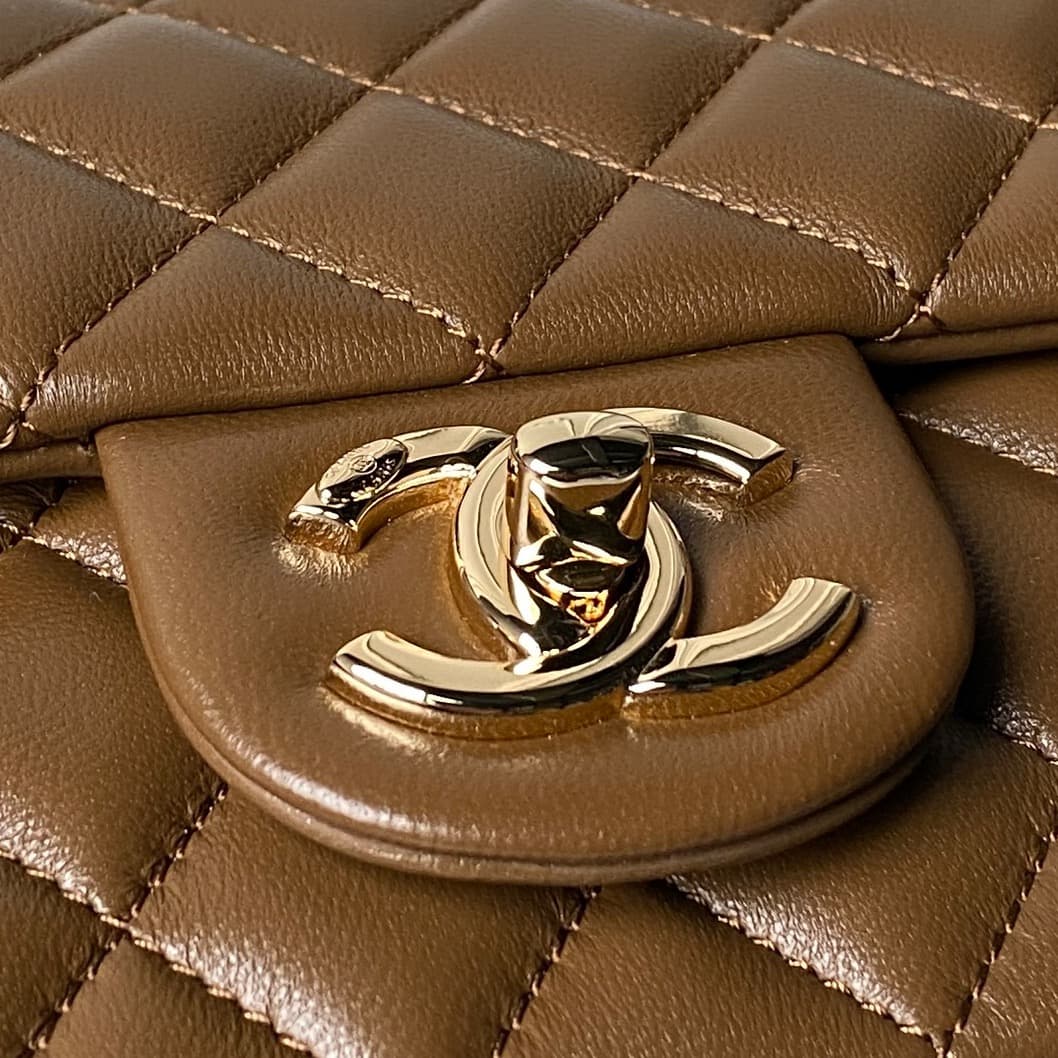 Chanel Classic Flap Bag Lambskin & Gold-Tone Metal AS5759 Dark Brown A