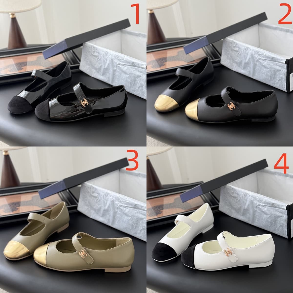 Chanel Calfskin Patent Mary Janes Flats Women