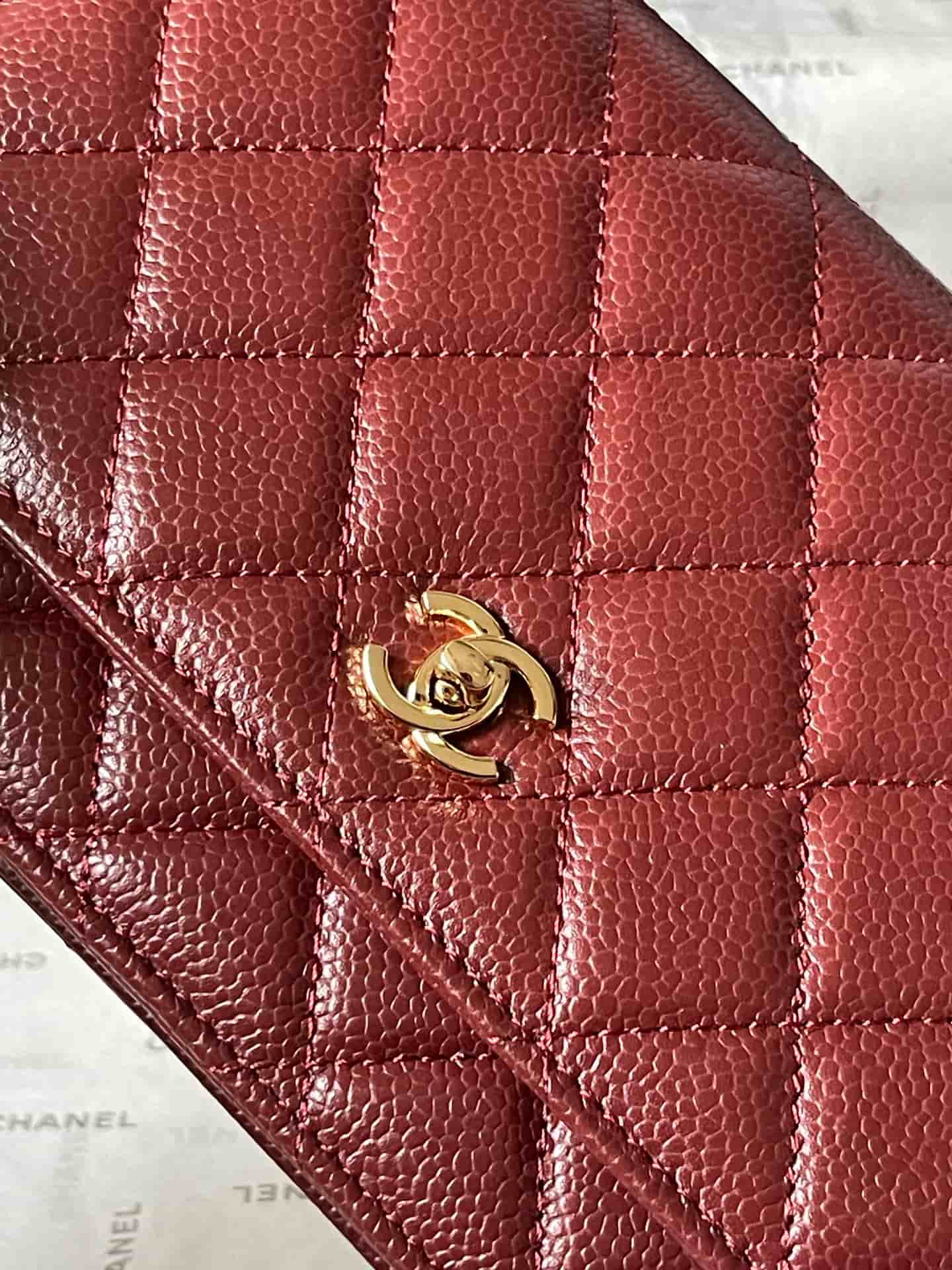 Chanel Classic Wallet on Chain Grained Shiny Calfskin & Gold-Tone Metal AP4241 Dark Brown A