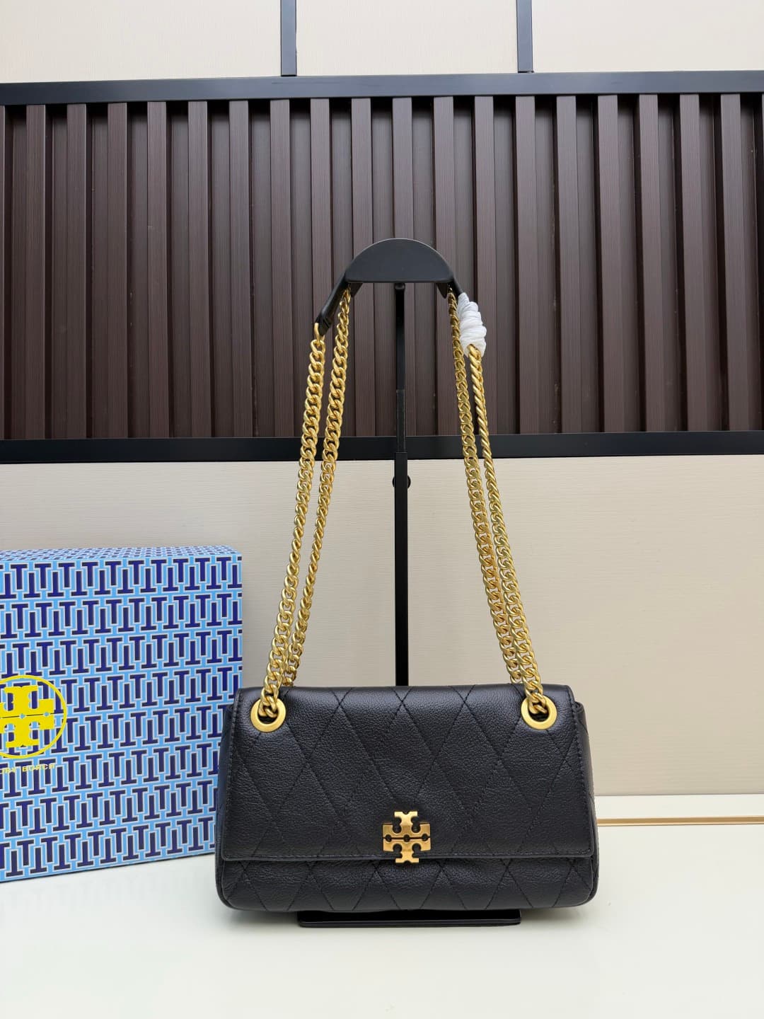 Tory Burch Charlie Small Quilted Leather Shoulder Bag Black High
