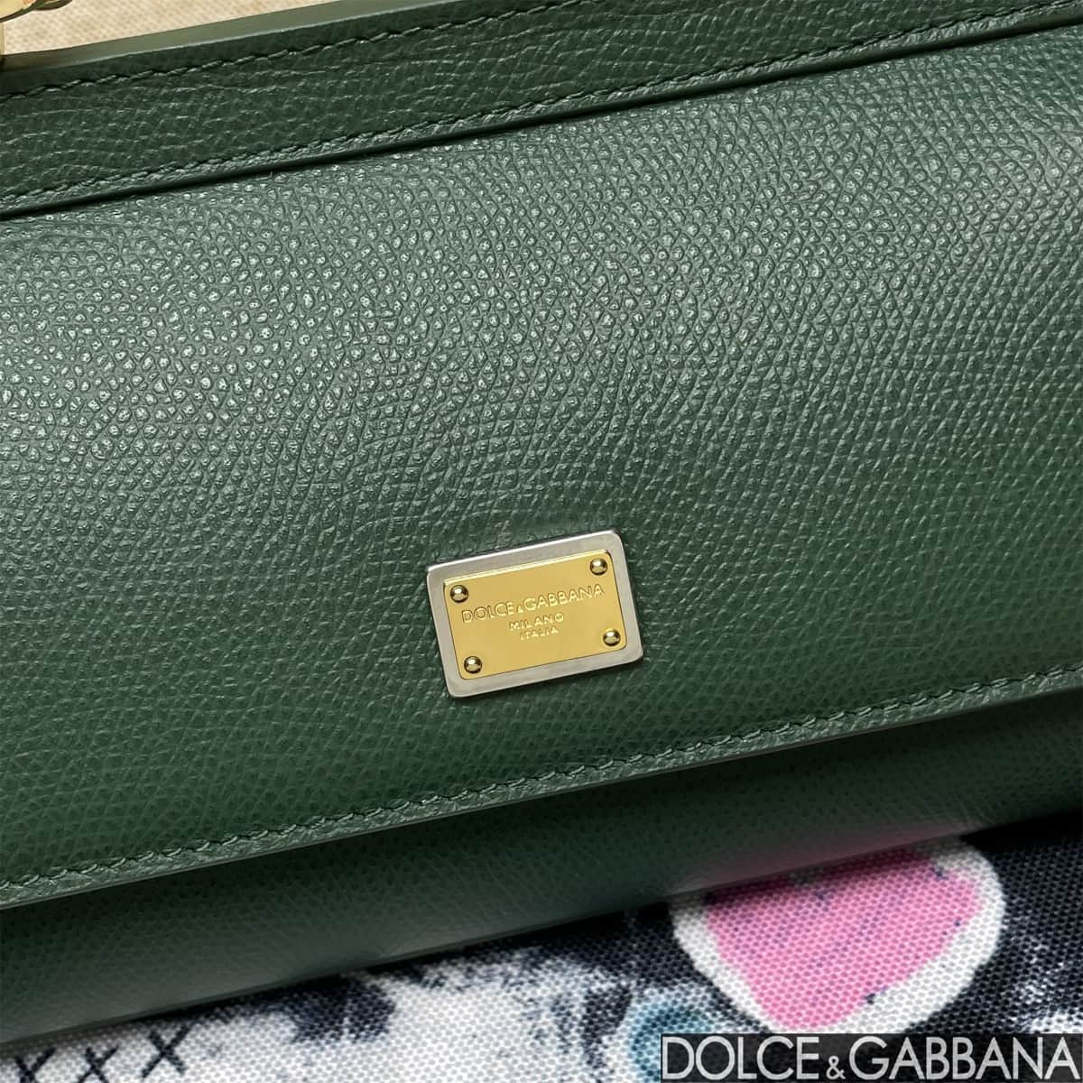 Dolce & Gabbana Miss Sicily top handle bag calfskin leather Green high