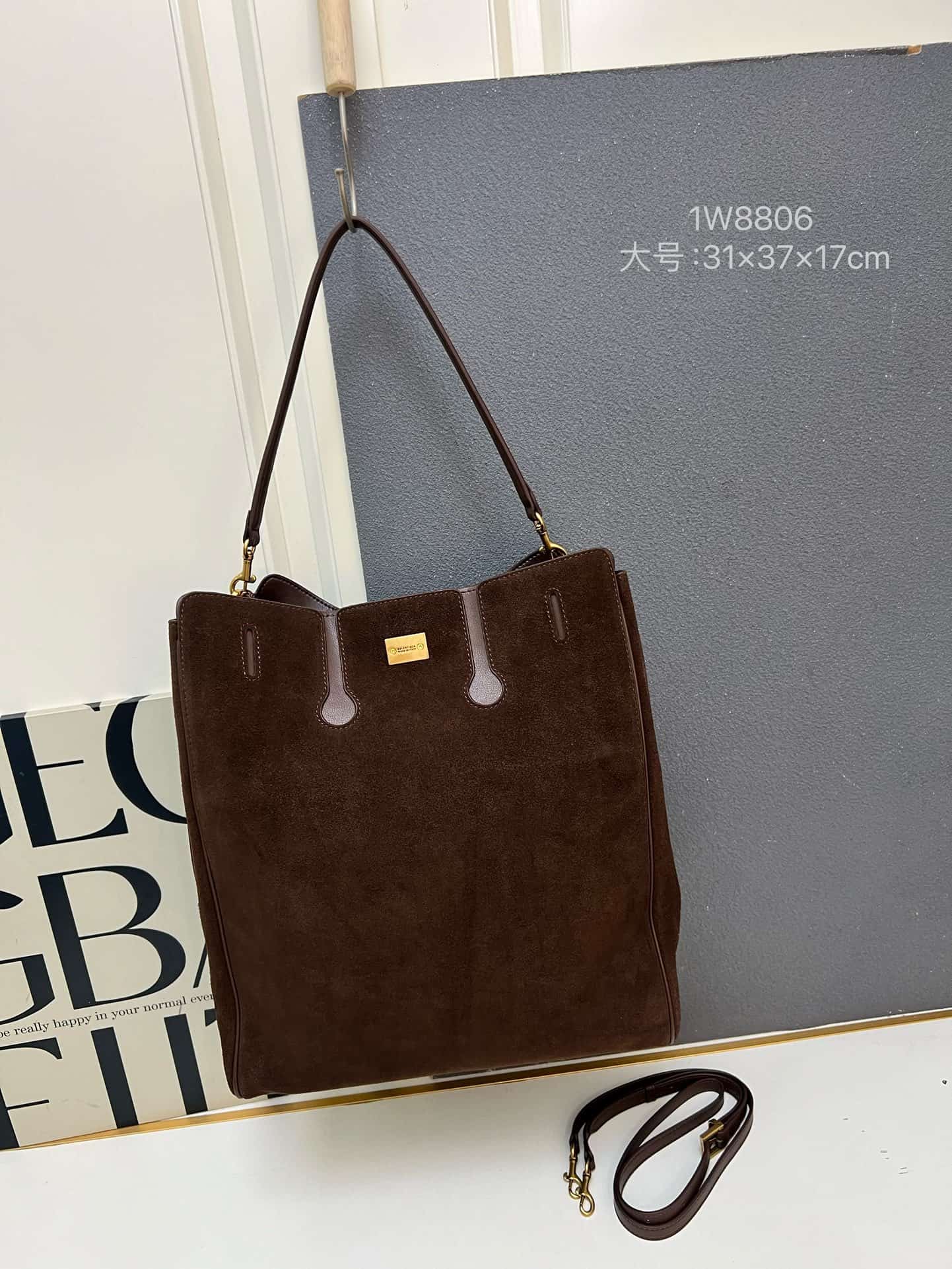 Balenciaga Bel Air Carry All Bag in brown suede and leather 1W8806 High