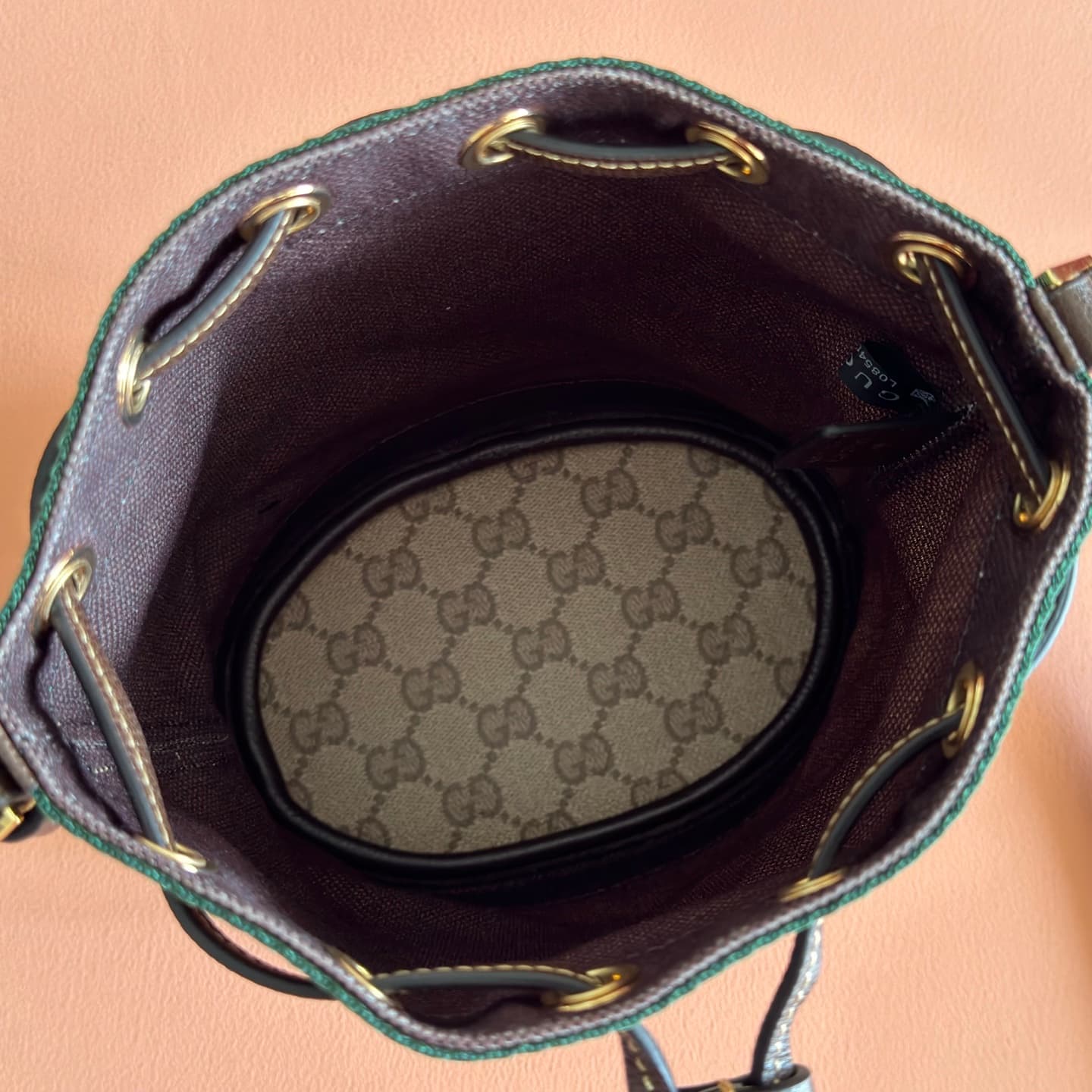 Gucci Venice small bucket bag Sand and dark brown GG coated canvas ‎A002GW High