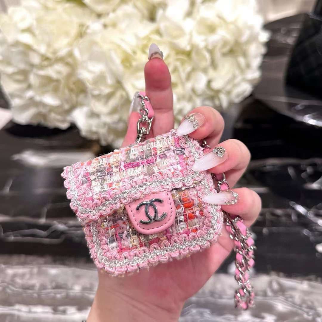 Chanel tweed interwoven chain AirPods cases