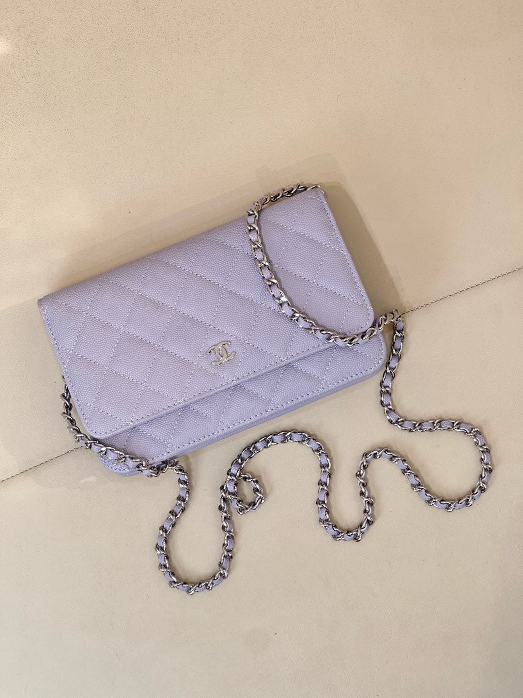 Chanel Wallet on Chain Grained Calfskin& Sliver-tone Metal AP0250 Purple TOP