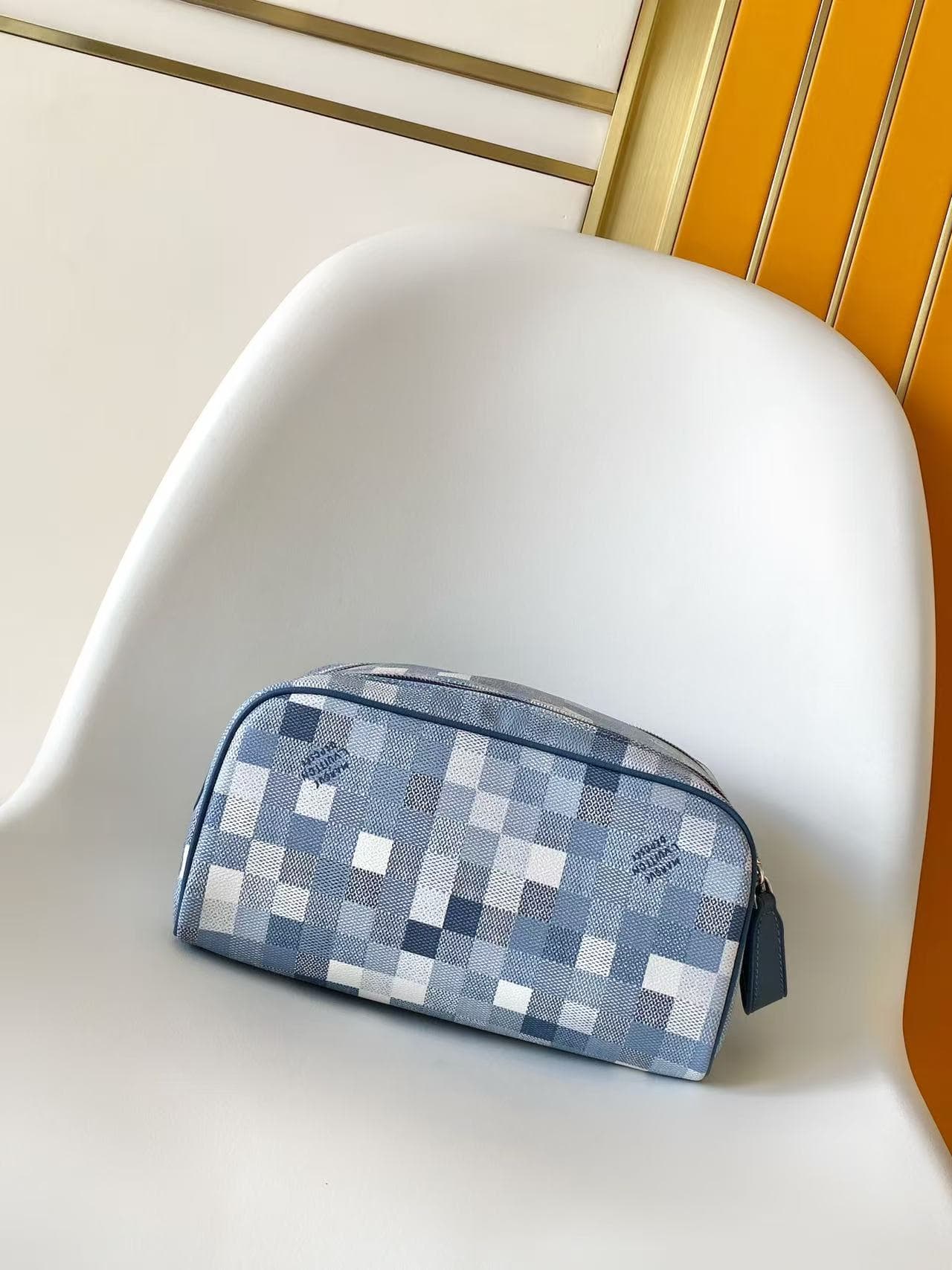 Louis Vuitton Dopp Kit Denim Blue Damoflage coated canvas M28847 High