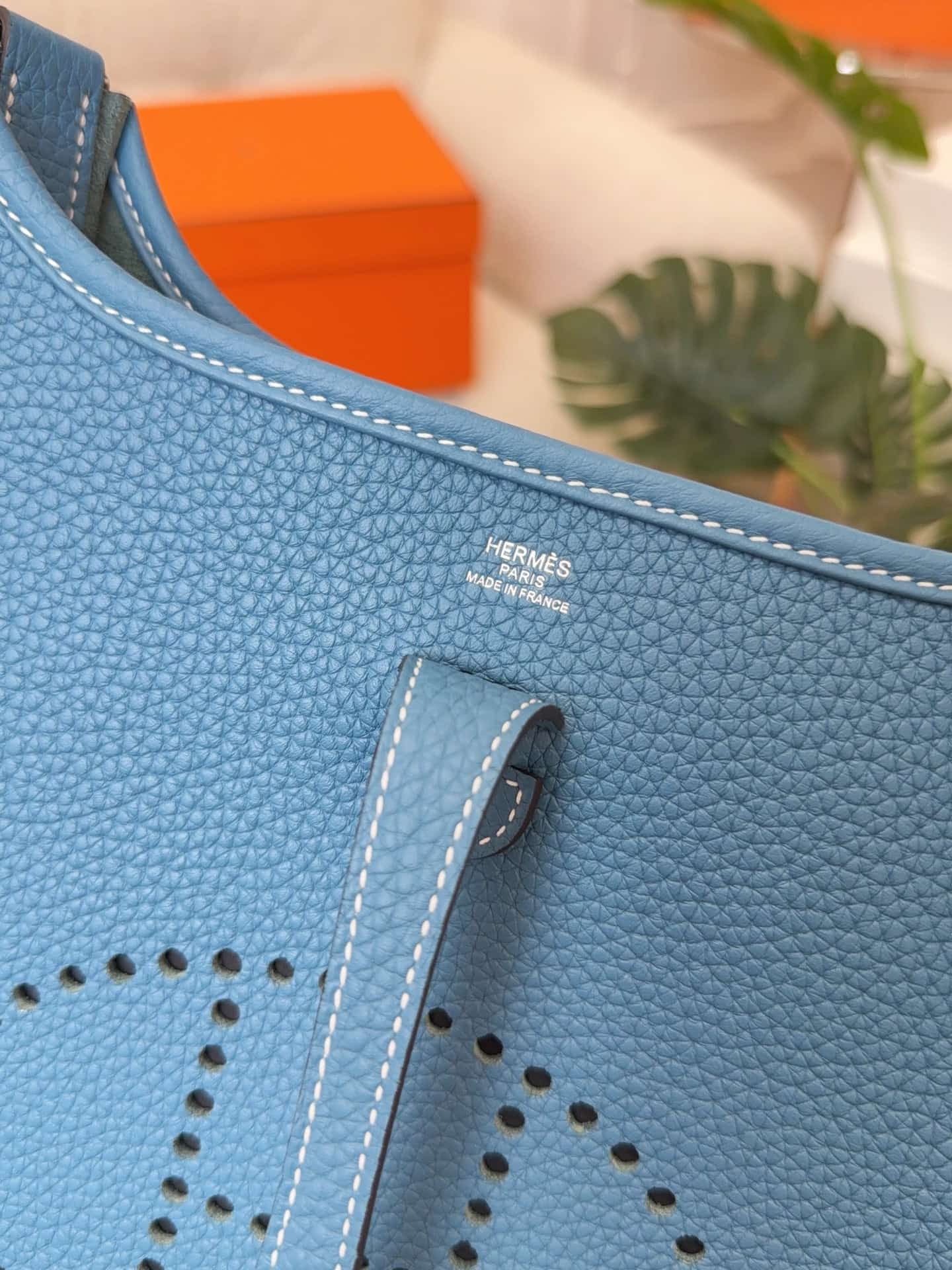 Hermes Evelyne Mini 23 Bag Calfskin In Denim Fonce WAX High
