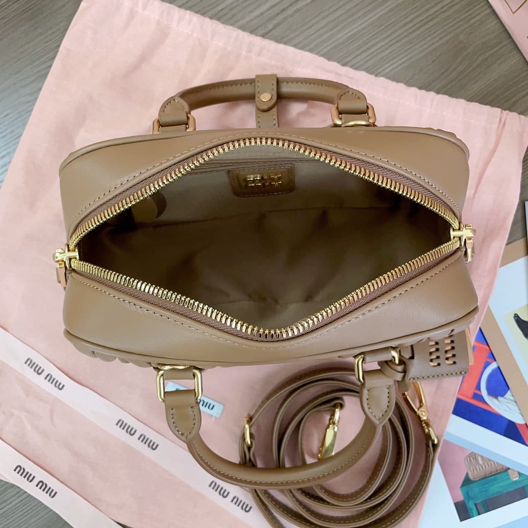 Miu Miu Arcadie matelassé nappa leather bag 5BB142 Beige High