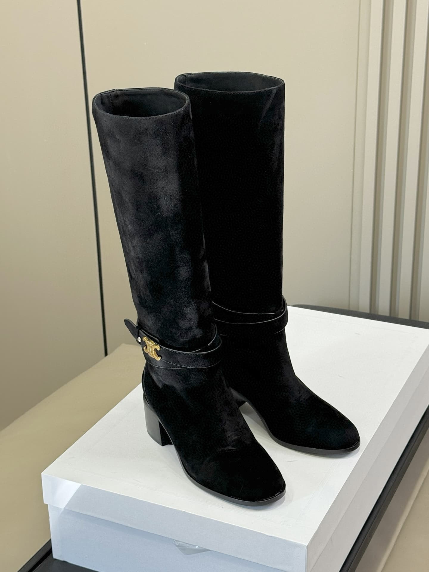 Celine Garance Triomphe Strap High Boots Shoes Women